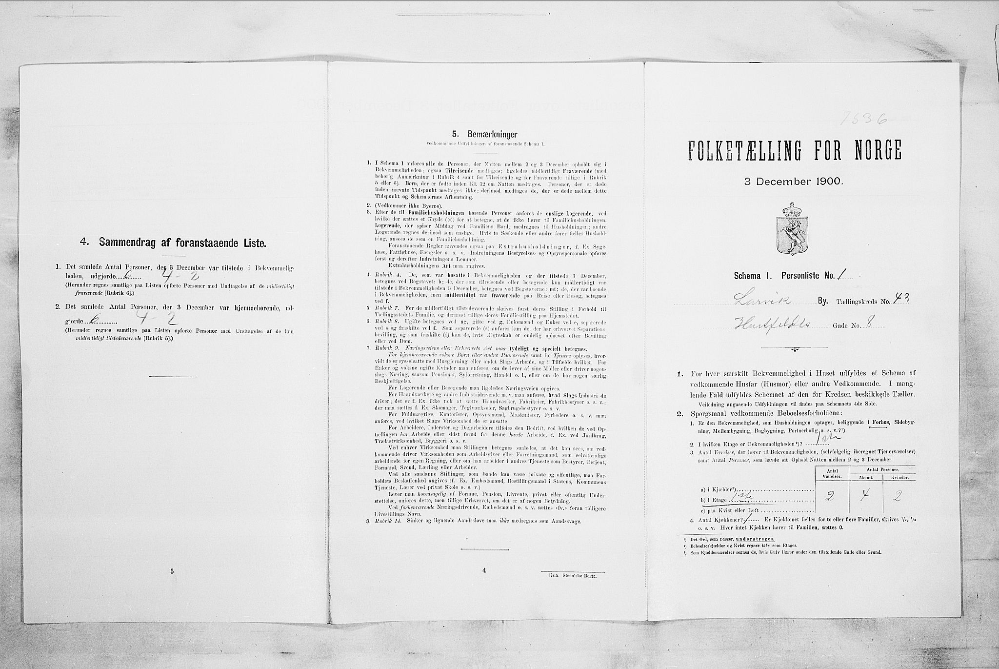 RA, Folketelling 1900 for 0707 Larvik kjøpstad, 1900, s. 6136