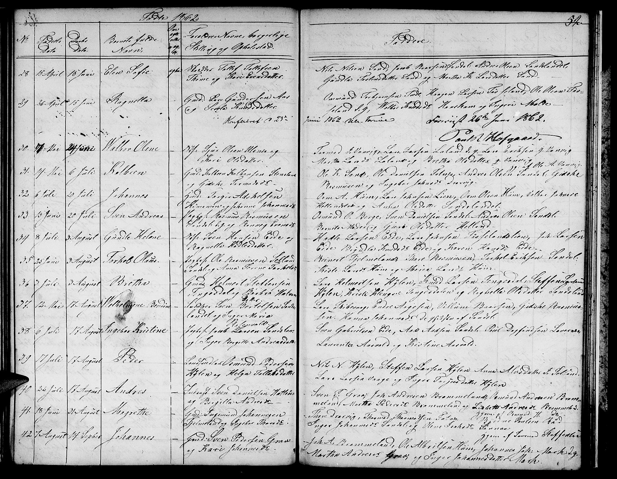 Sand sokneprestkontor, AV/SAST-A-101848/01/IV/L0002: Klokkerbok nr. B 2, 1852-1871, s. 52