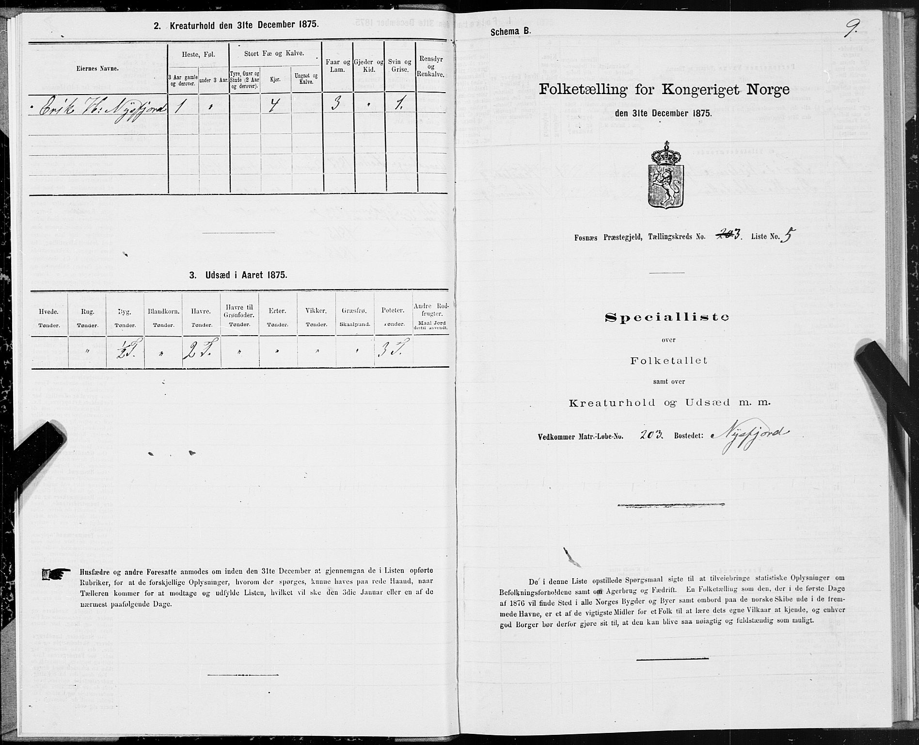 SAT, Folketelling 1875 for 1748P Fosnes prestegjeld, 1875, s. 2009