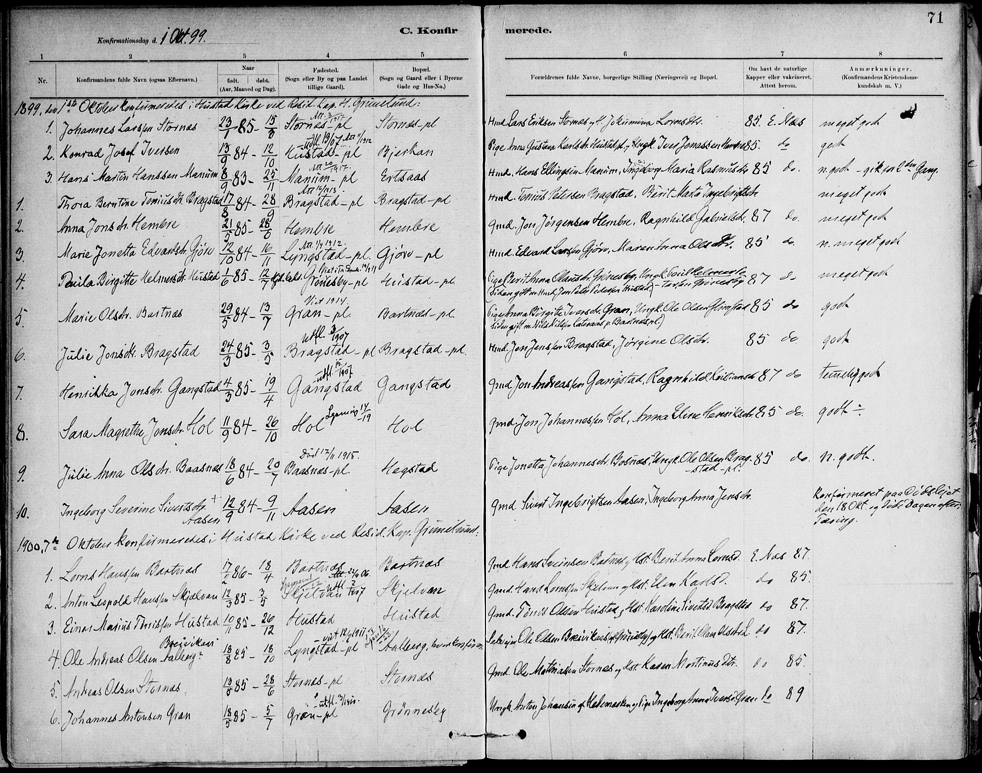 Ministerialprotokoller, klokkerbøker og fødselsregistre - Nord-Trøndelag, SAT/A-1458/732/L0316: Ministerialbok nr. 732A01, 1879-1921, s. 71