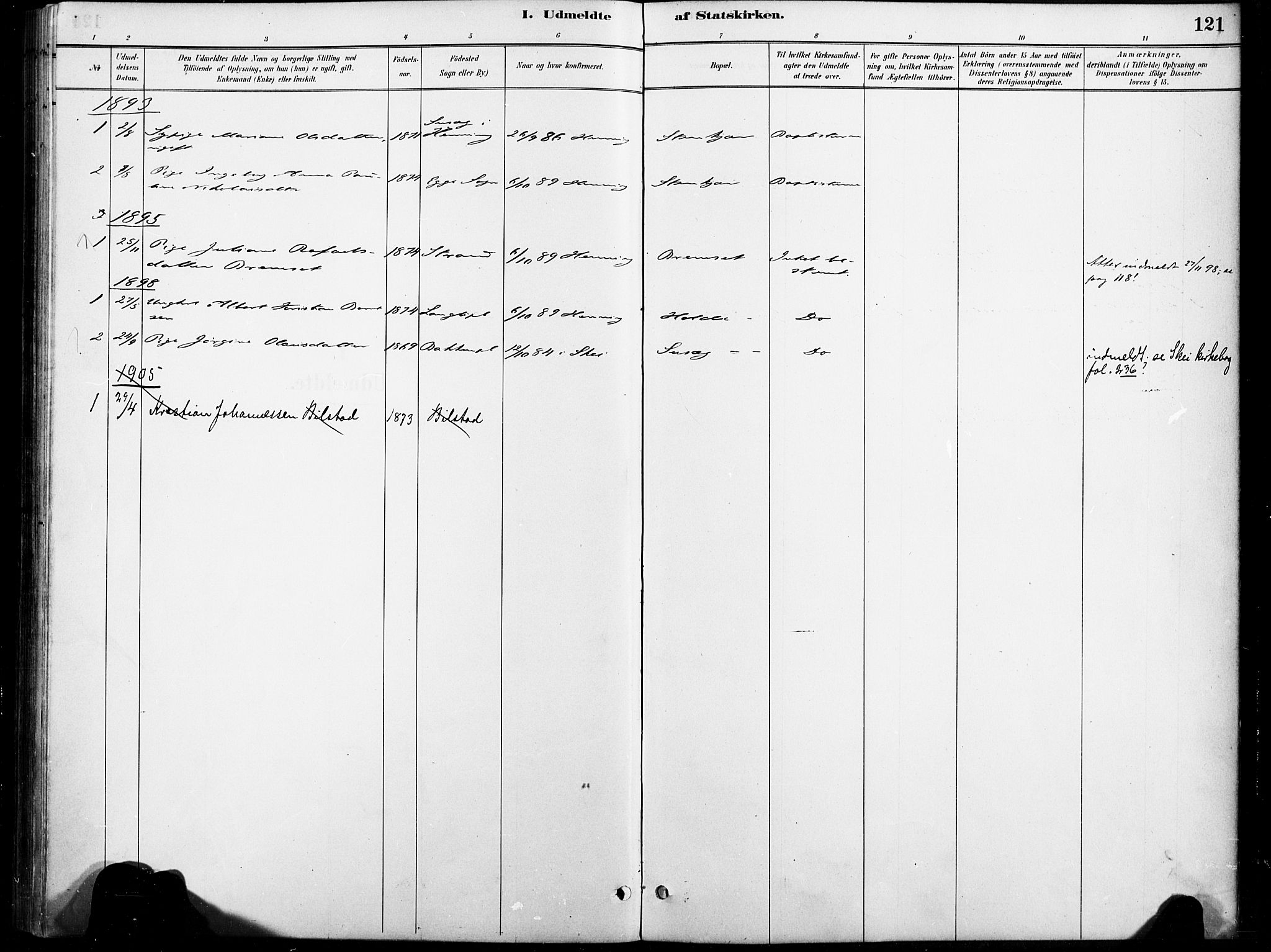 Ministerialprotokoller, klokkerbøker og fødselsregistre - Nord-Trøndelag, SAT/A-1458/738/L0364: Ministerialbok nr. 738A01, 1884-1902, s. 121