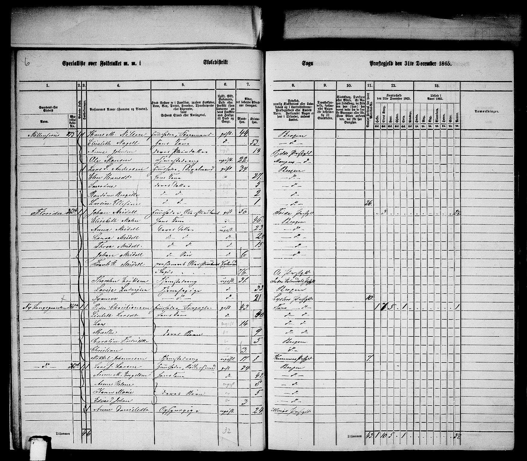 RA, Folketelling 1865 for 1281L Bergen Landdistrikt, Domkirkens landsokn og Korskirkens landsokn, 1865, s. 11