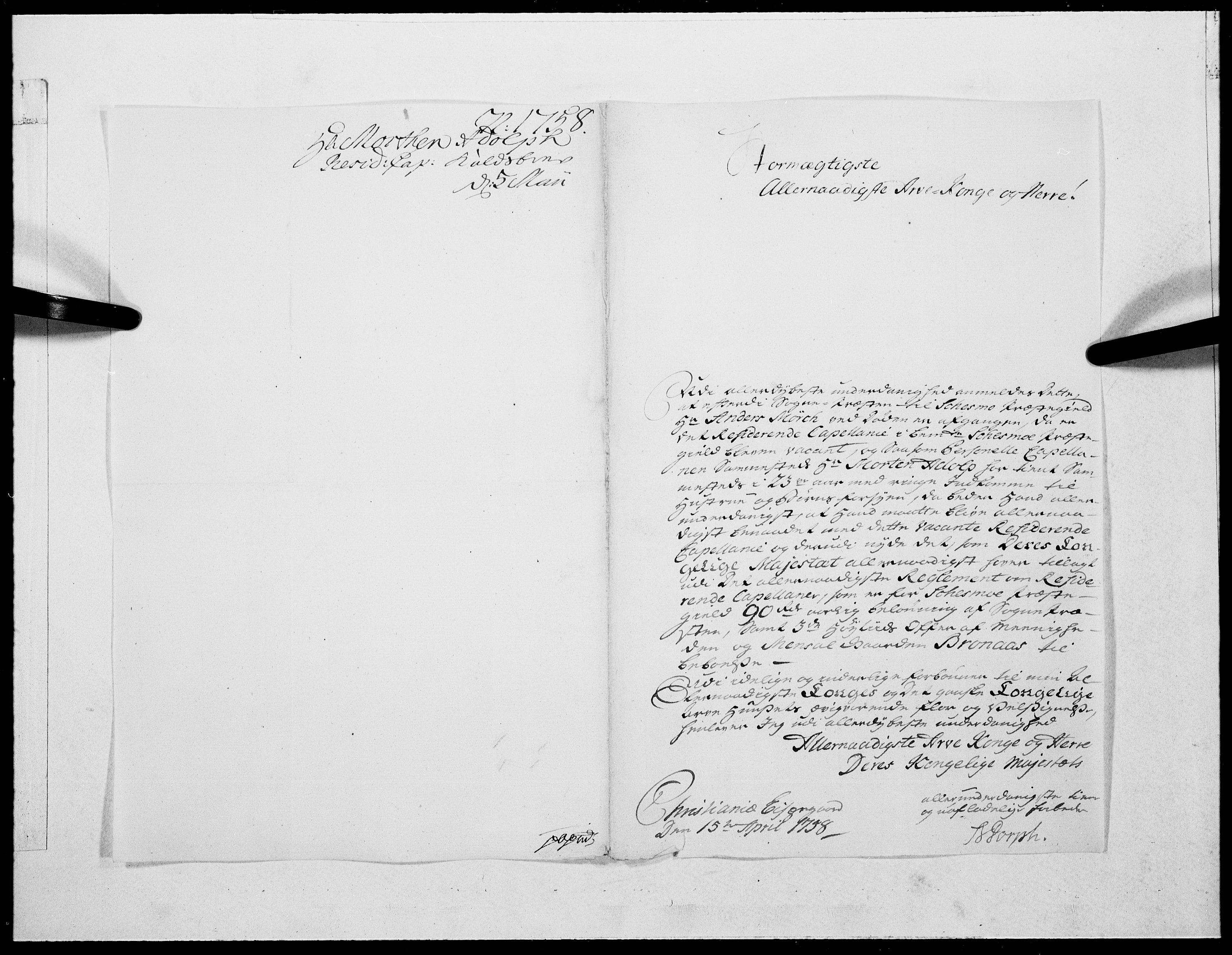 Danske Kanselli 1572-1799, RA/EA-3023/F/Fc/Fcc/Fcca/L0175: Norske innlegg 1572-1799, 1758, s. 264