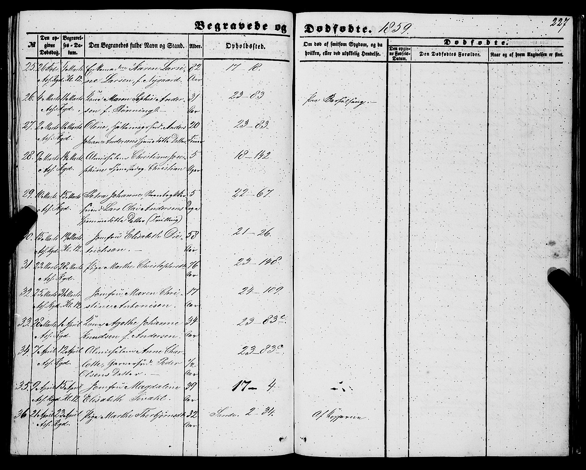 Korskirken sokneprestembete, SAB/A-76101/H/Haa: Ministerialbok nr. E 2, 1848-1862, s. 227