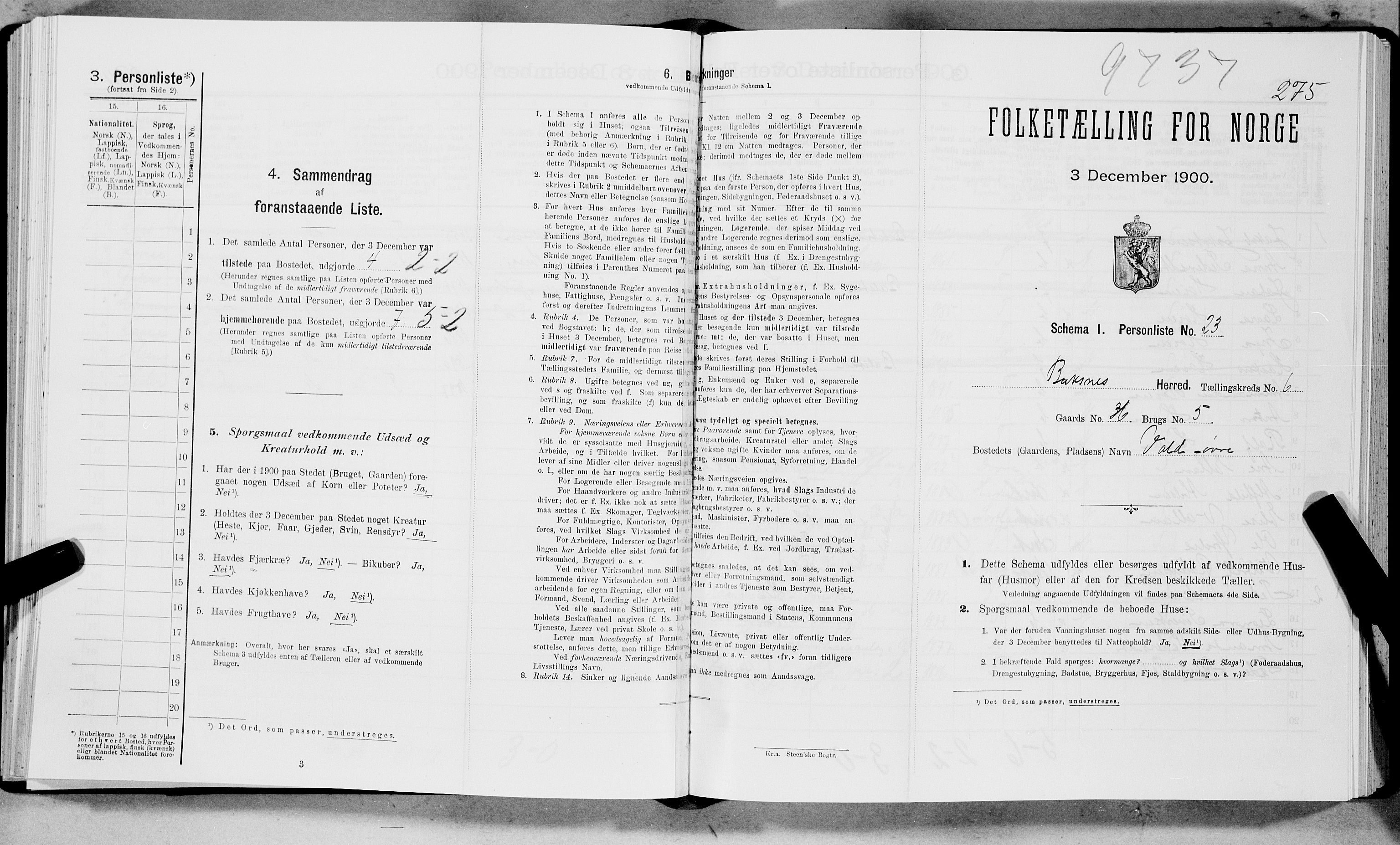 SAT, Folketelling 1900 for 1860 Buksnes herred, 1900, s. 743