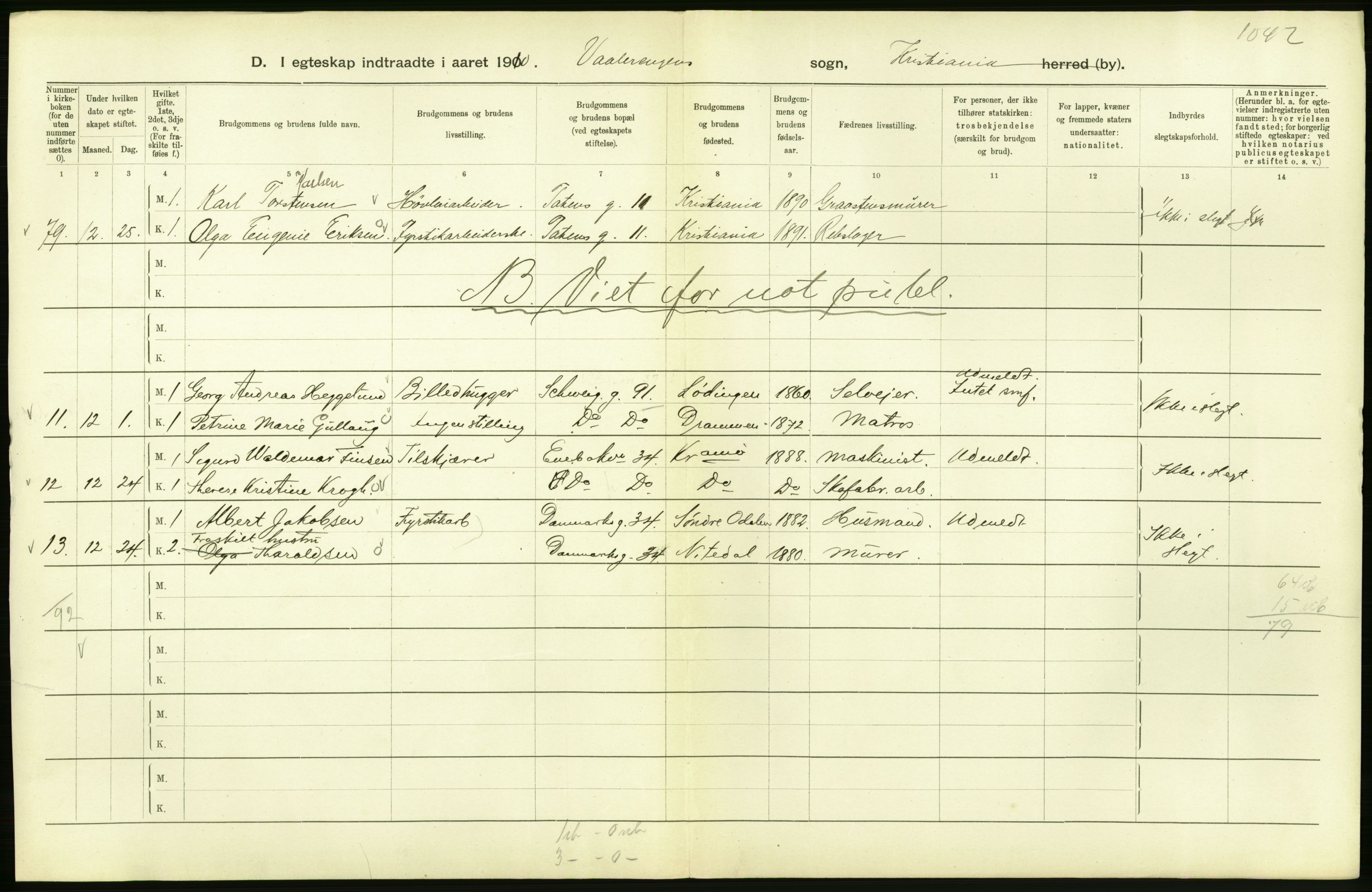Statistisk sentralbyrå, Sosiodemografiske emner, Befolkning, AV/RA-S-2228/D/Df/Dfa/Dfah/L0009: Kristiania: Gifte og dødfødte., 1910, s. 54