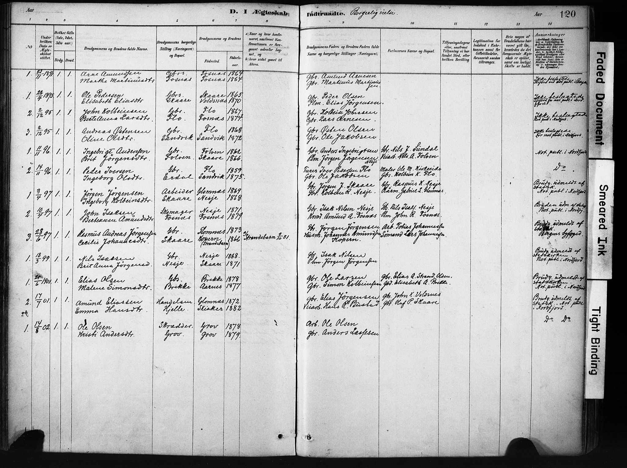 Stryn Sokneprestembete, AV/SAB-A-82501: Ministerialbok nr. D 1, 1878-1907, s. 120