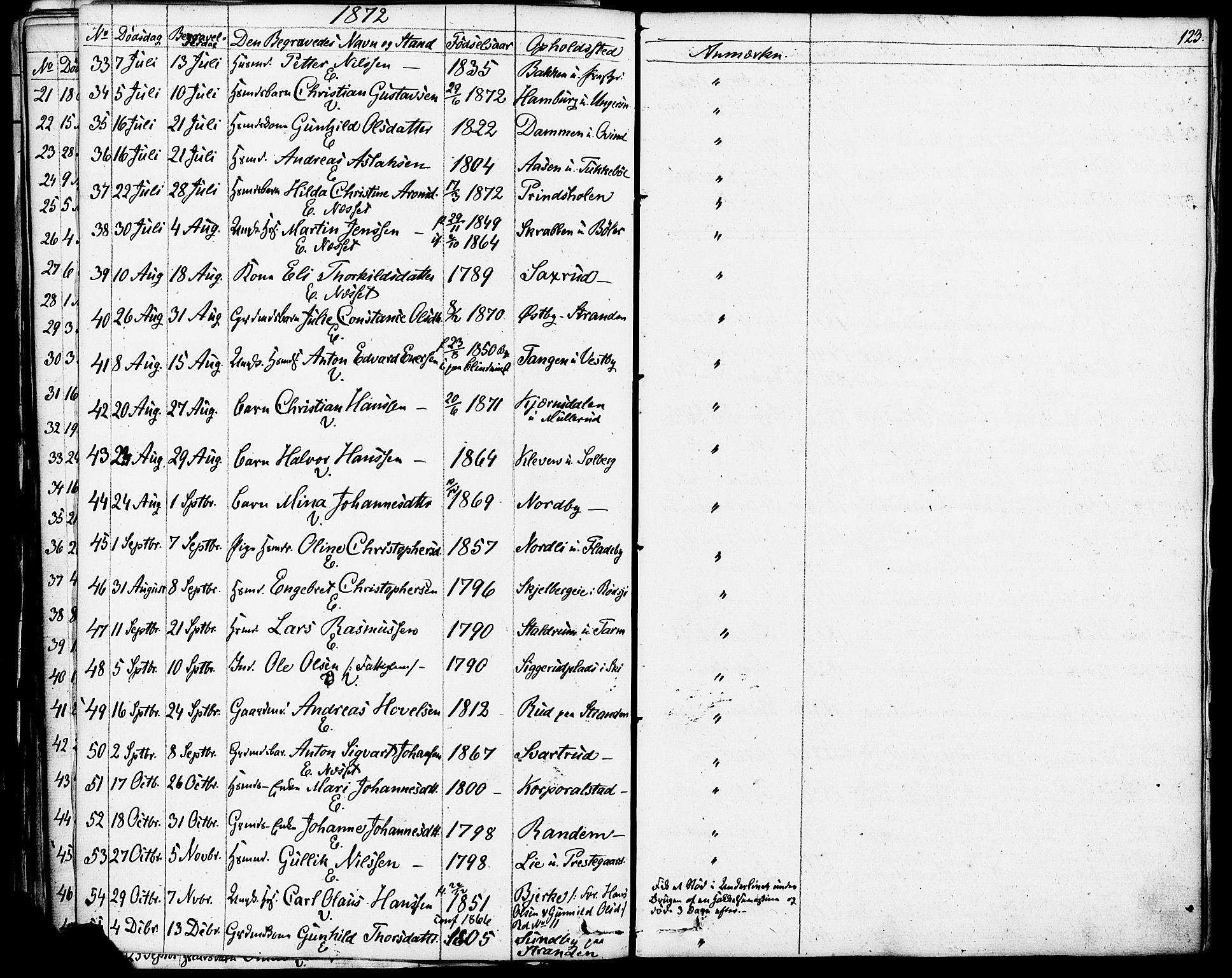 Enebakk prestekontor Kirkebøker, SAO/A-10171c/F/Fa/L0013: Ministerialbok nr. I 13, 1832-1882, s. 123