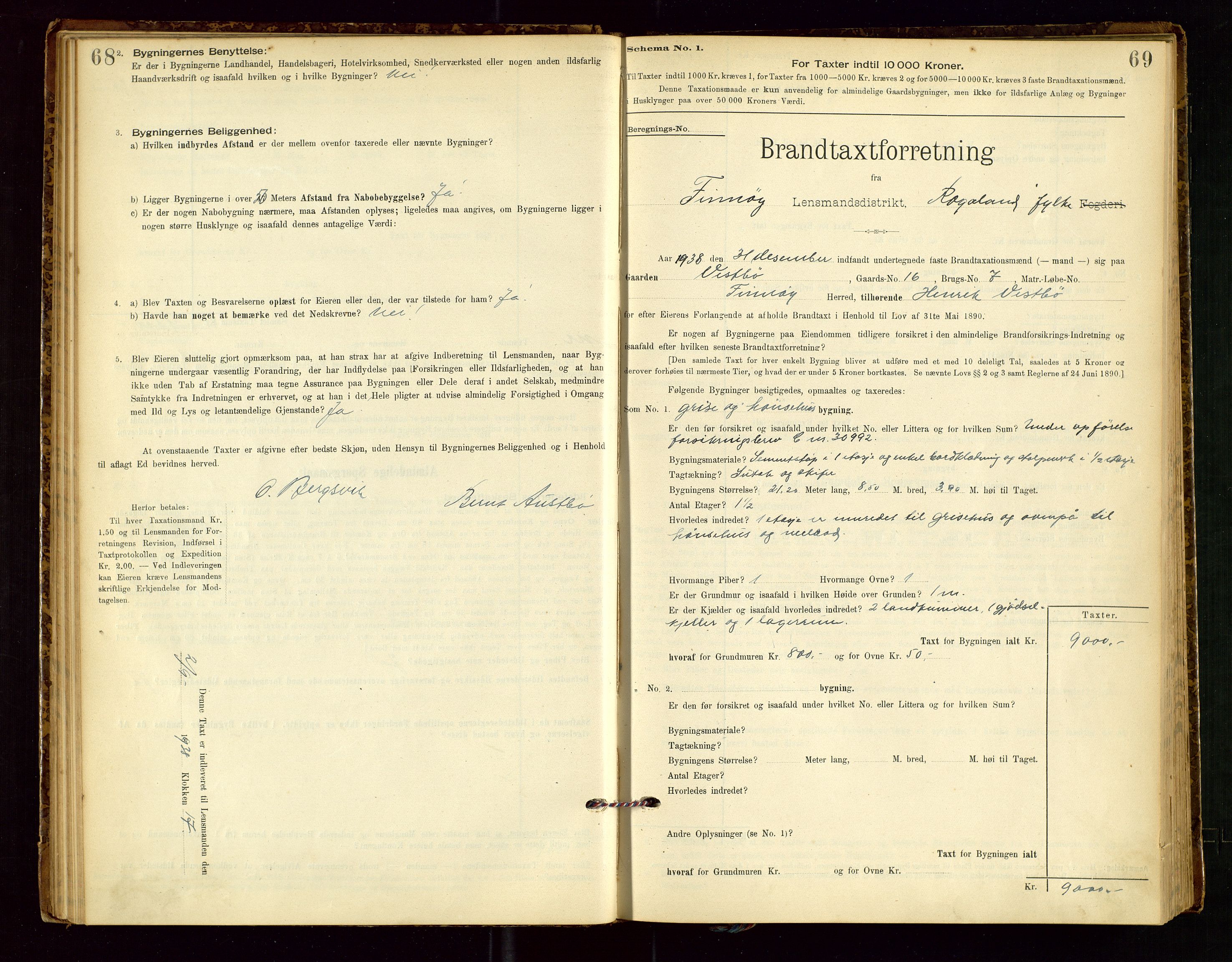 Finnøy lensmannskontor, AV/SAST-A-100442/Goa/L0003: Branntakstprotokoll - skjemaprotokoll, 1896-1954, s. 68-69