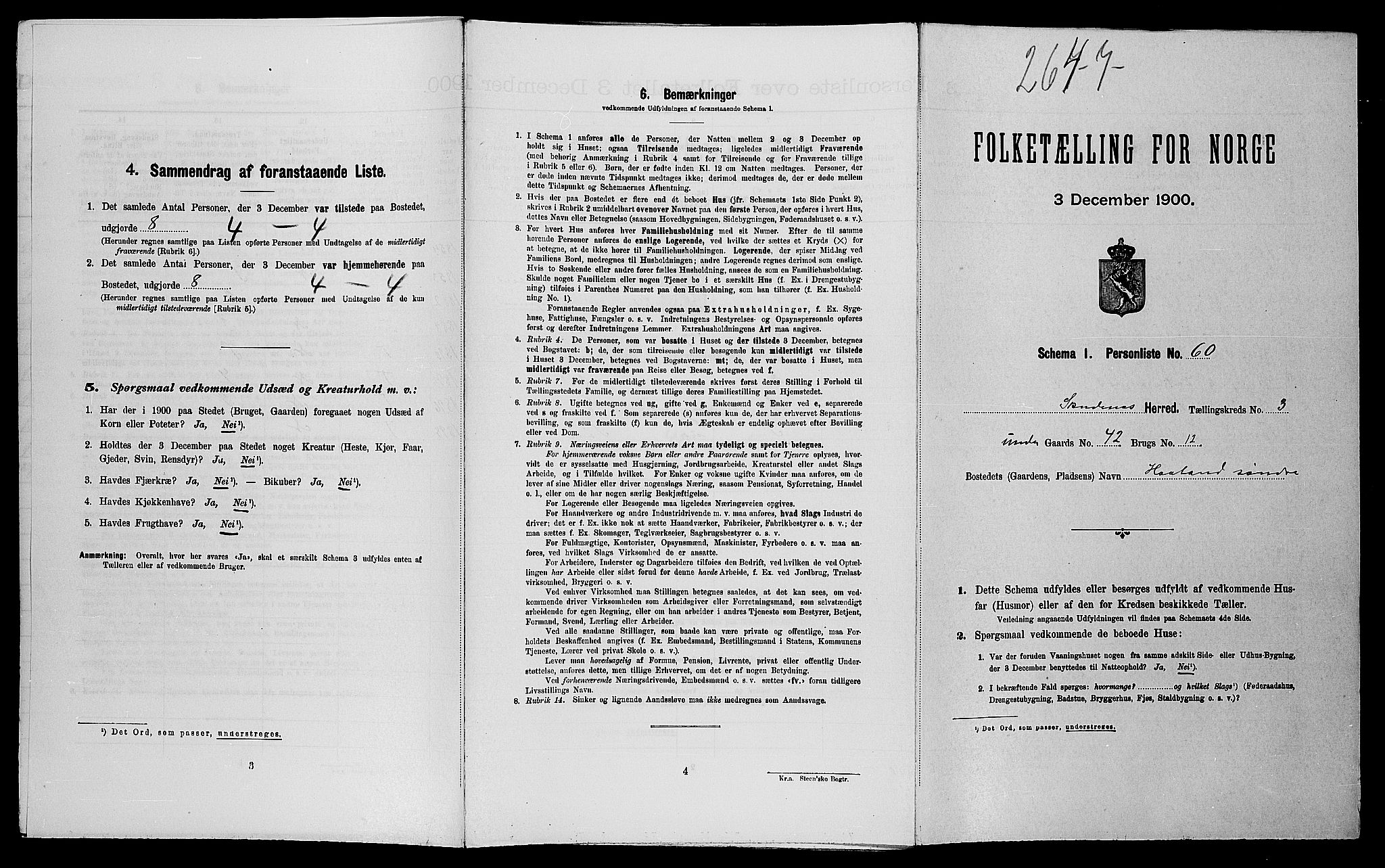SAST, Folketelling 1900 for 1150 Skudenes herred, 1900, s. 477