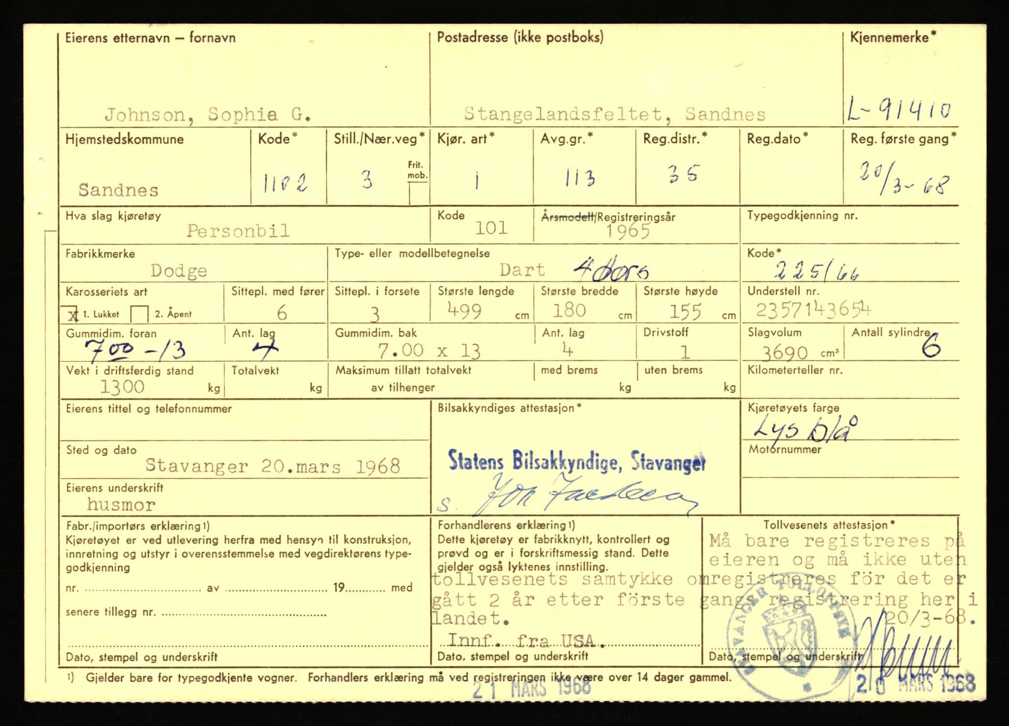 Stavanger trafikkstasjon, AV/SAST-A-101942/0/F/L0075: L-88800 - L-92499, 1930-1971, s. 1700