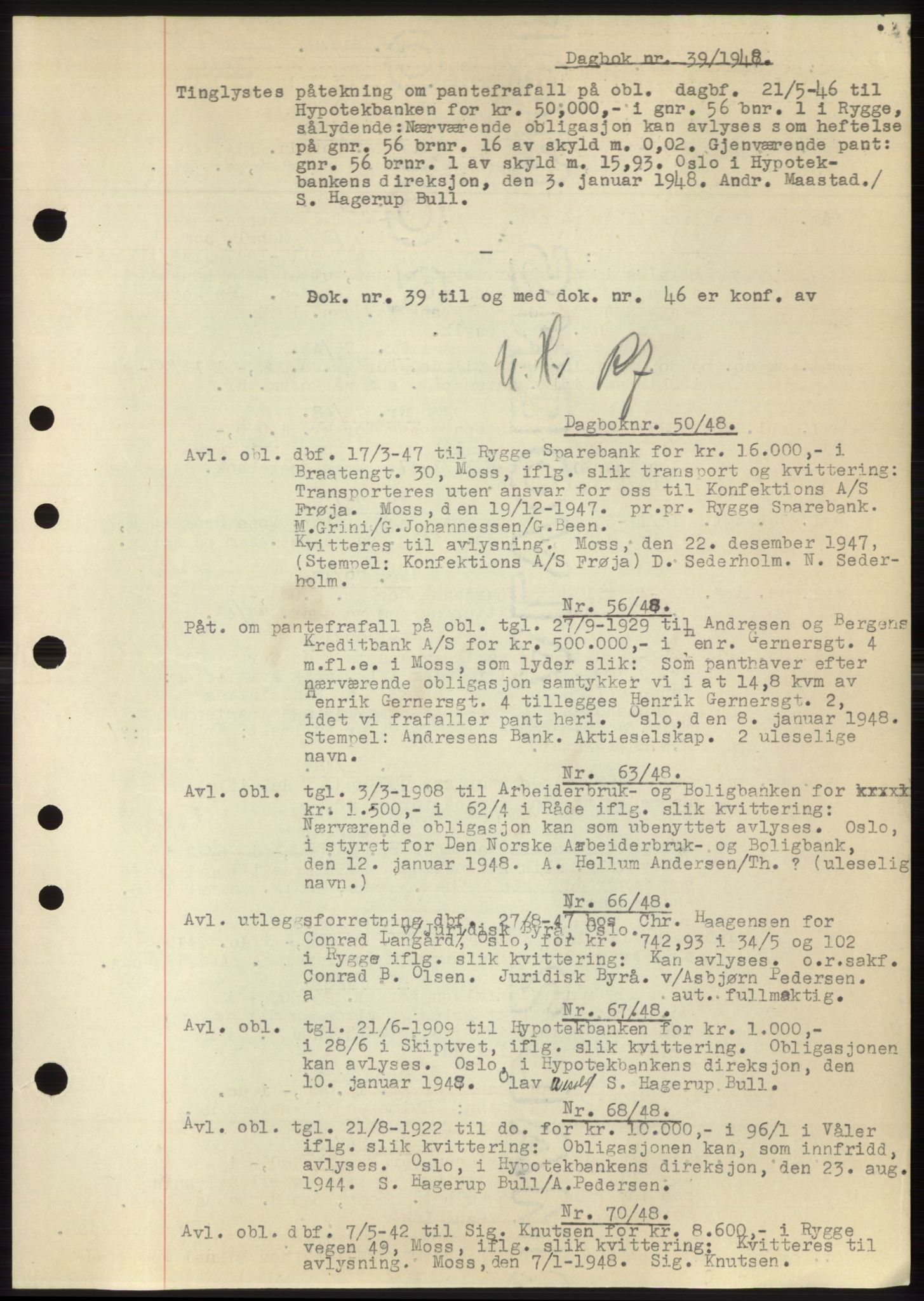 Moss sorenskriveri, SAO/A-10168: Pantebok nr. C10, 1938-1950, Dagboknr: 39/1948