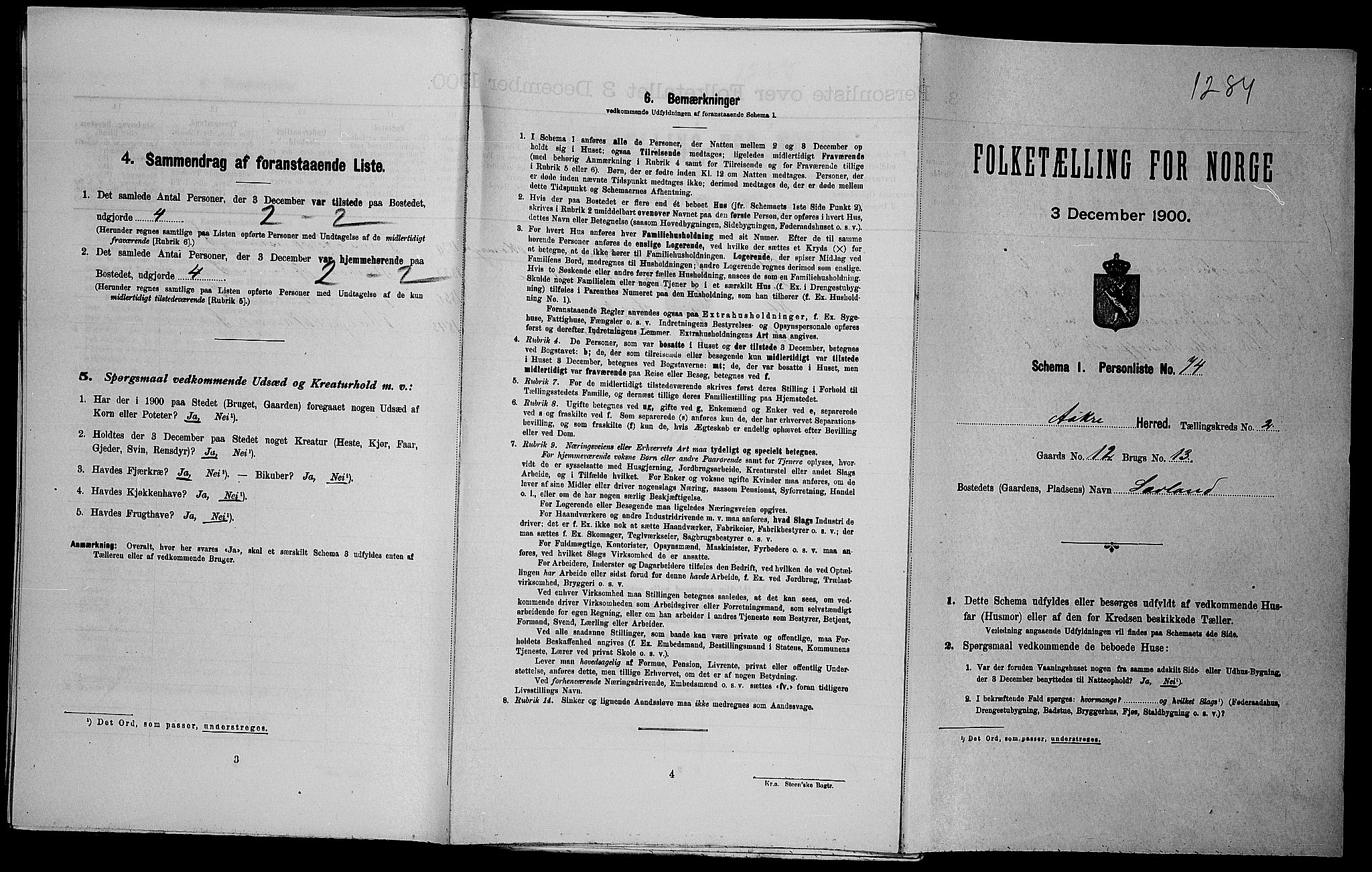 SAST, Folketelling 1900 for 1149 Åkra herred, 1900, s. 408