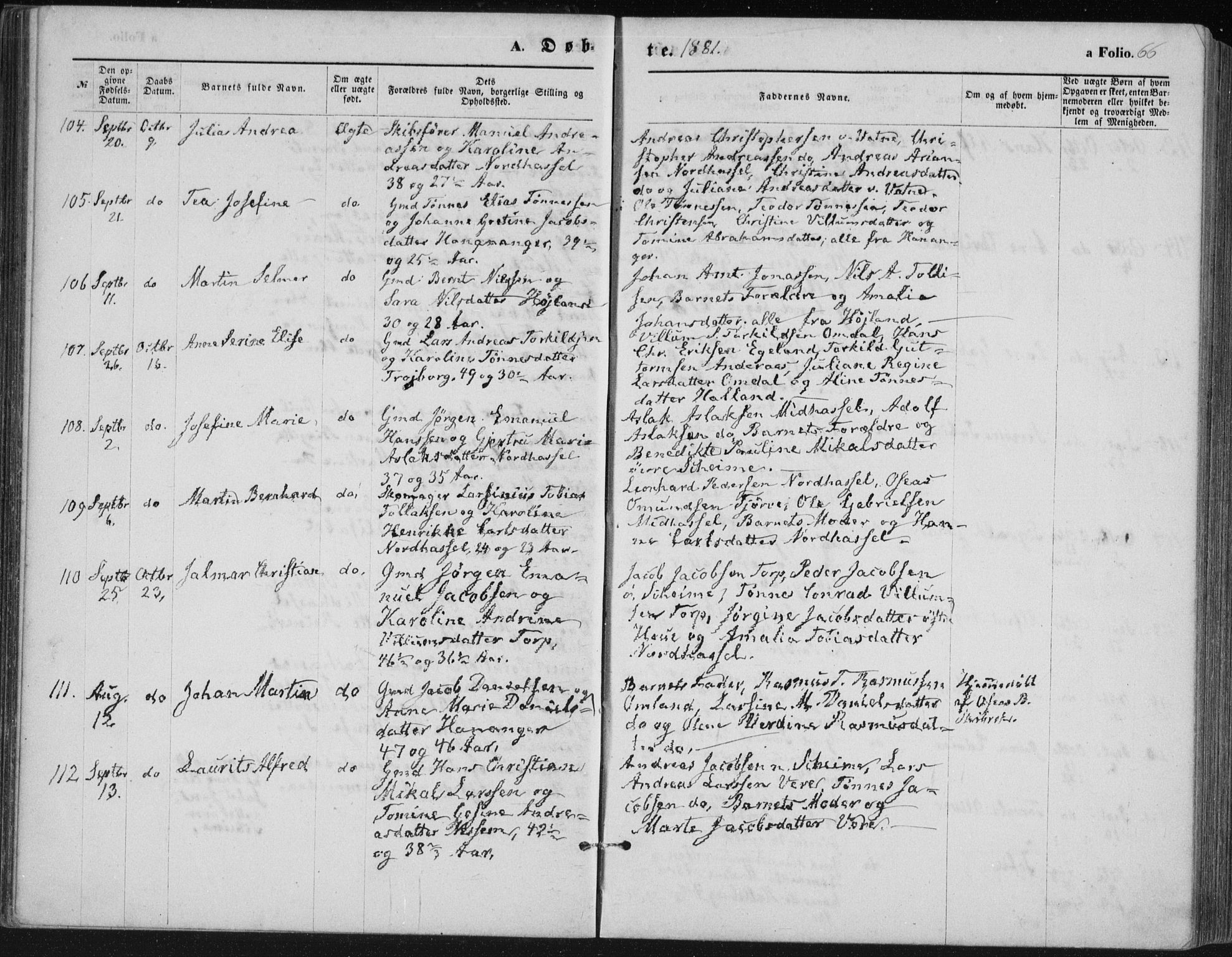 Lista sokneprestkontor, AV/SAK-1111-0027/F/Fb/L0004: Klokkerbok nr. B 4, 1877-1891, s. 66