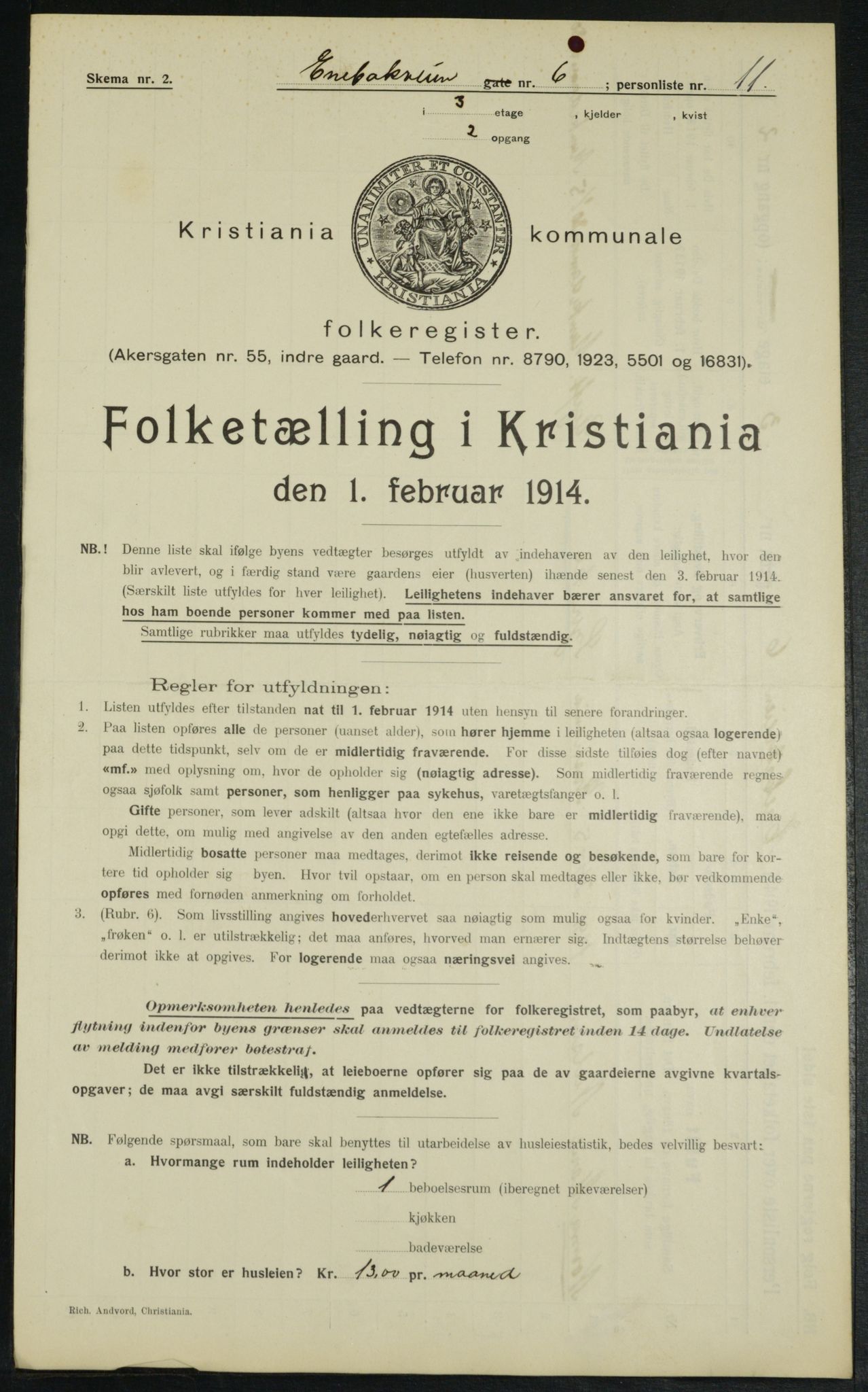 OBA, Kommunal folketelling 1.2.1914 for Kristiania, 1914, s. 21205