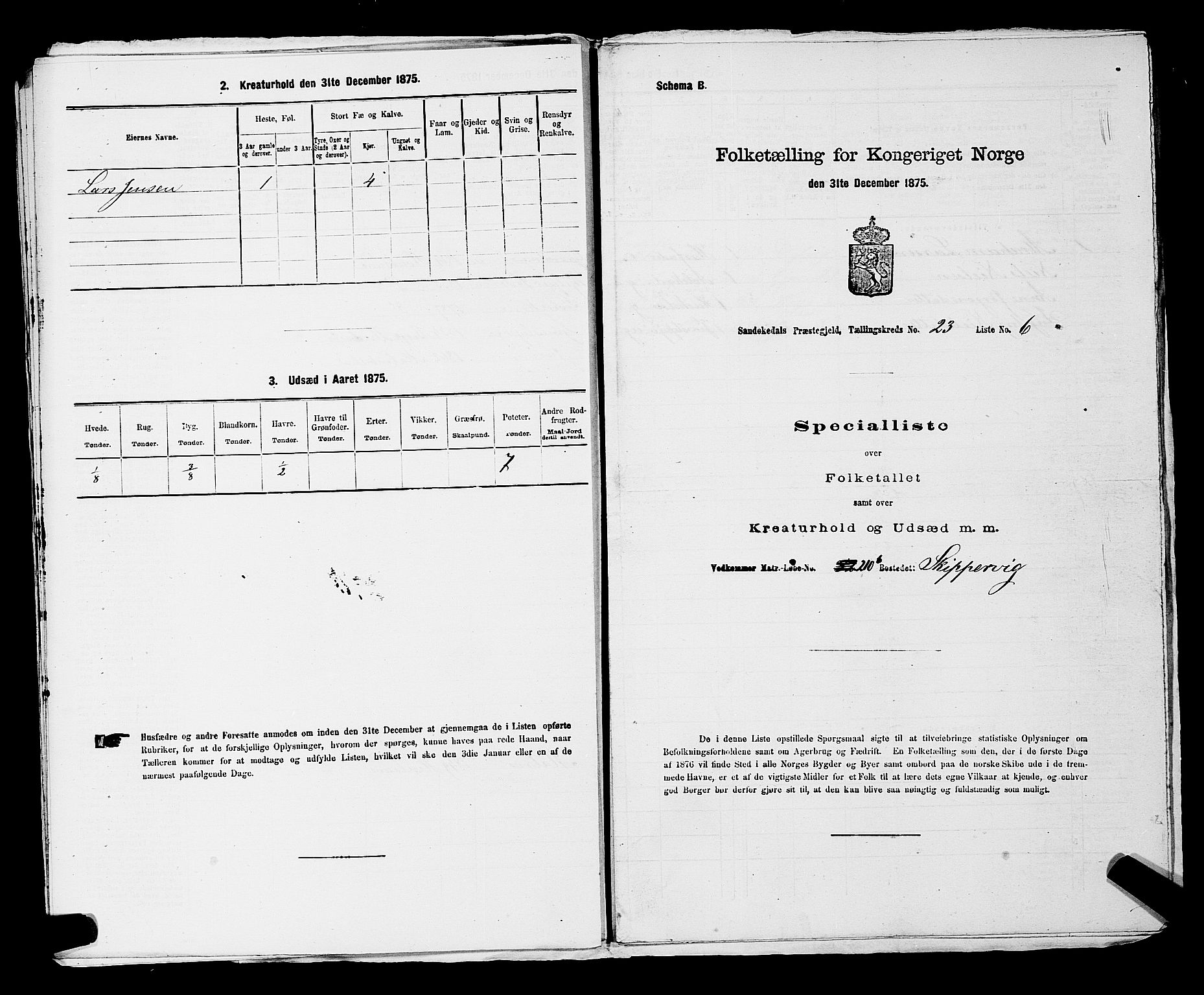 SAKO, Folketelling 1875 for 0816P Sannidal prestegjeld, 1875, s. 1837