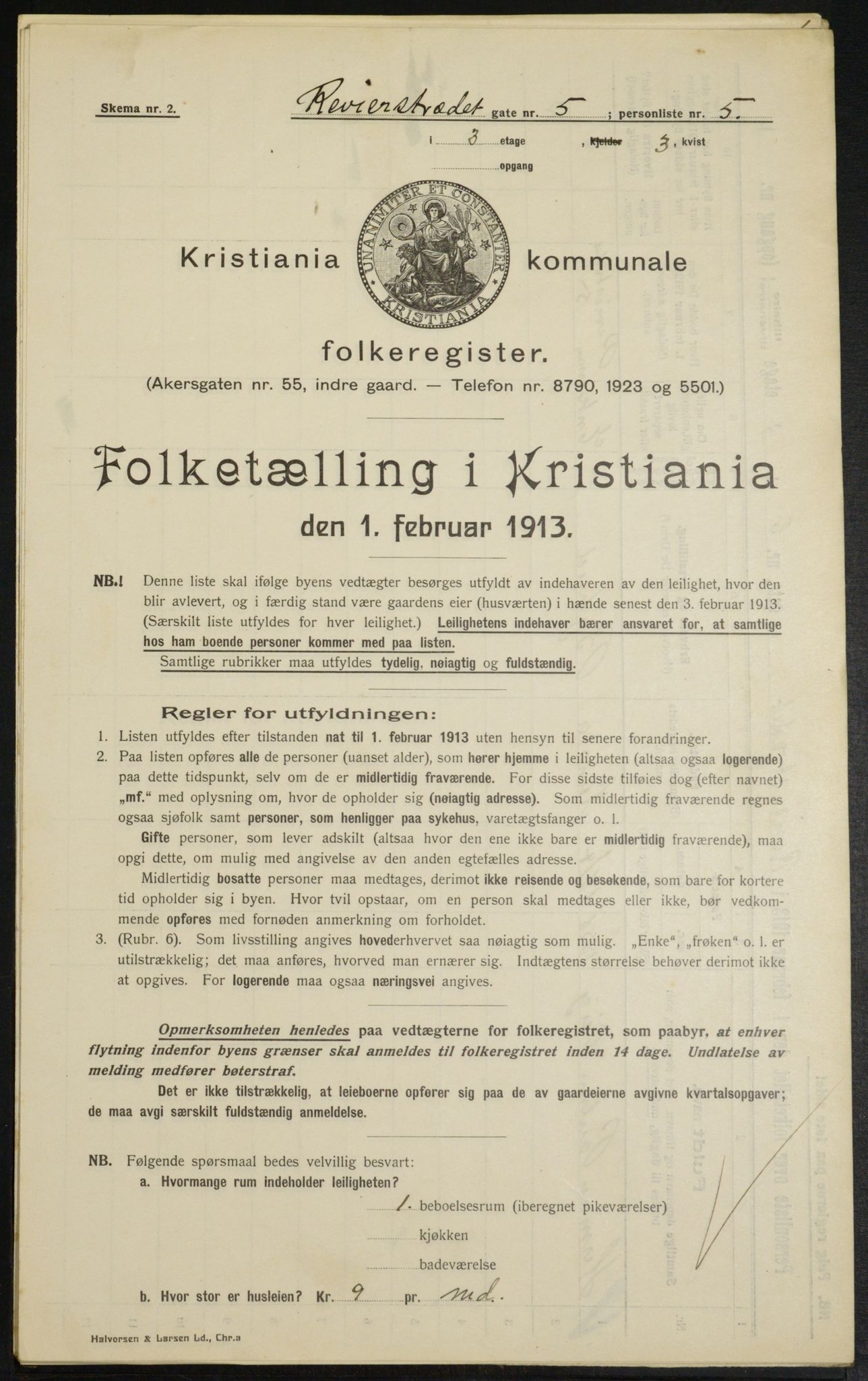 OBA, Kommunal folketelling 1.2.1913 for Kristiania, 1913, s. 82940