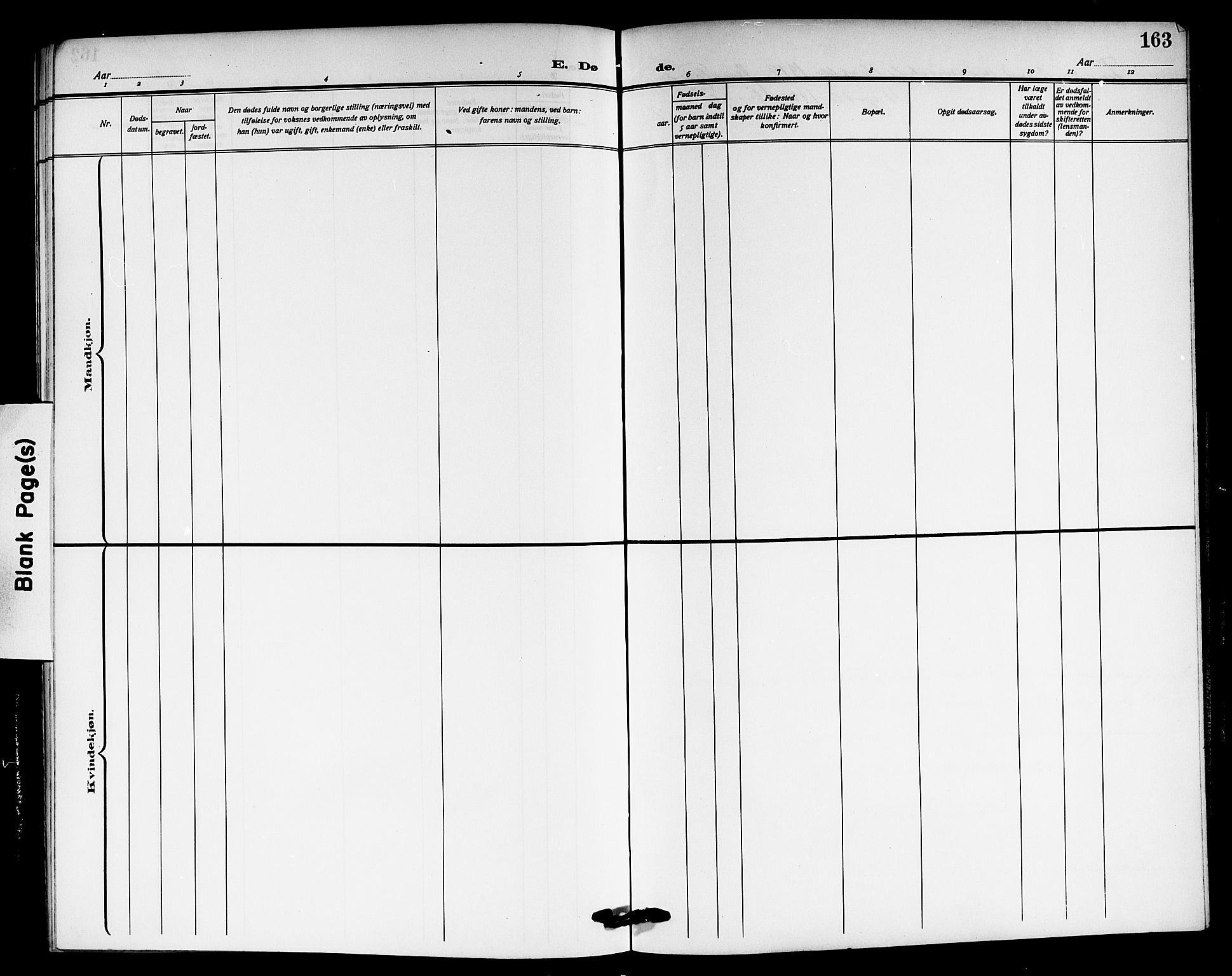 Hurum kirkebøker, SAKO/A-229/G/Ga/L0005: Klokkerbok nr. I 5, 1908-1922, s. 163