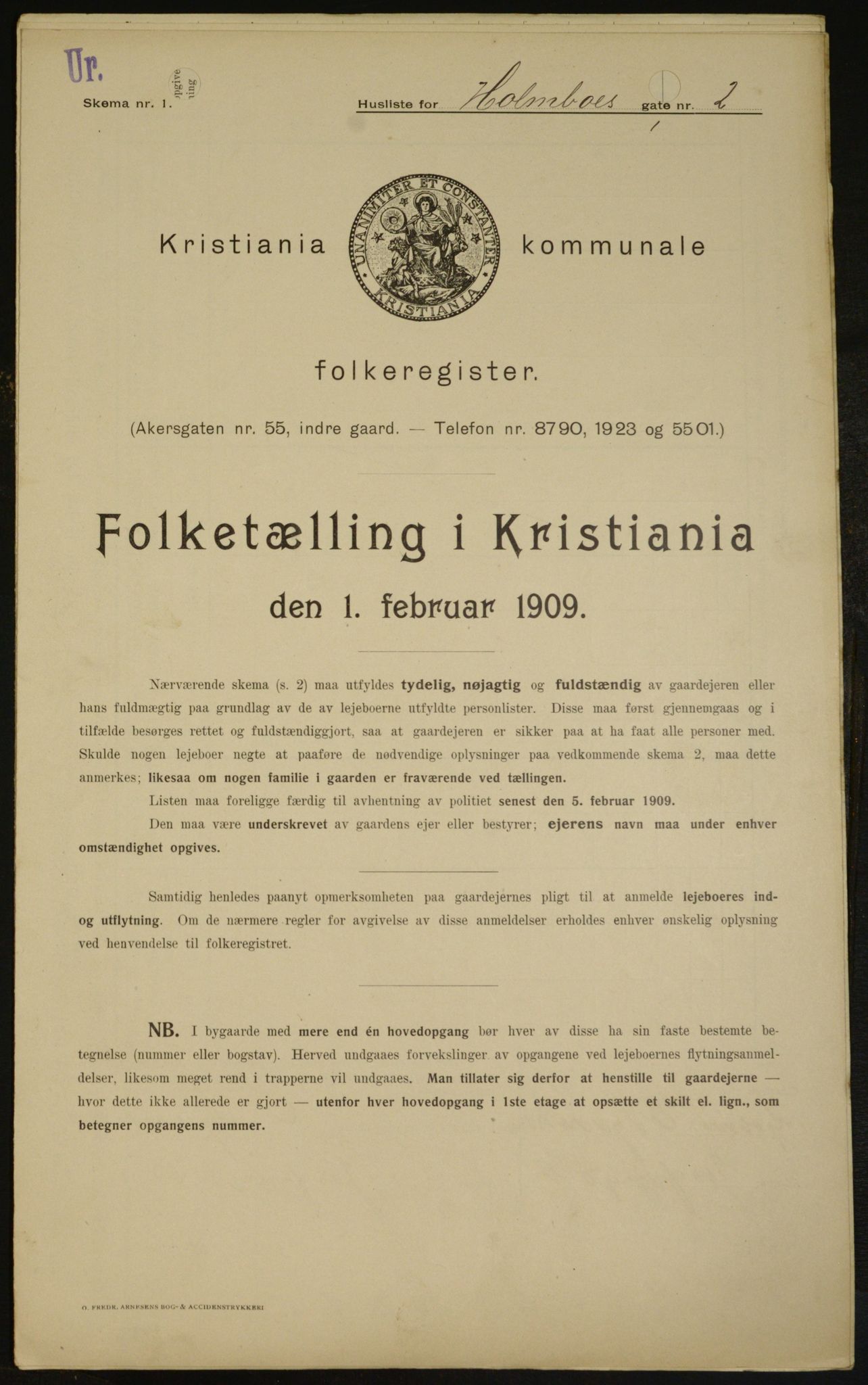 OBA, Kommunal folketelling 1.2.1909 for Kristiania kjøpstad, 1909, s. 36964