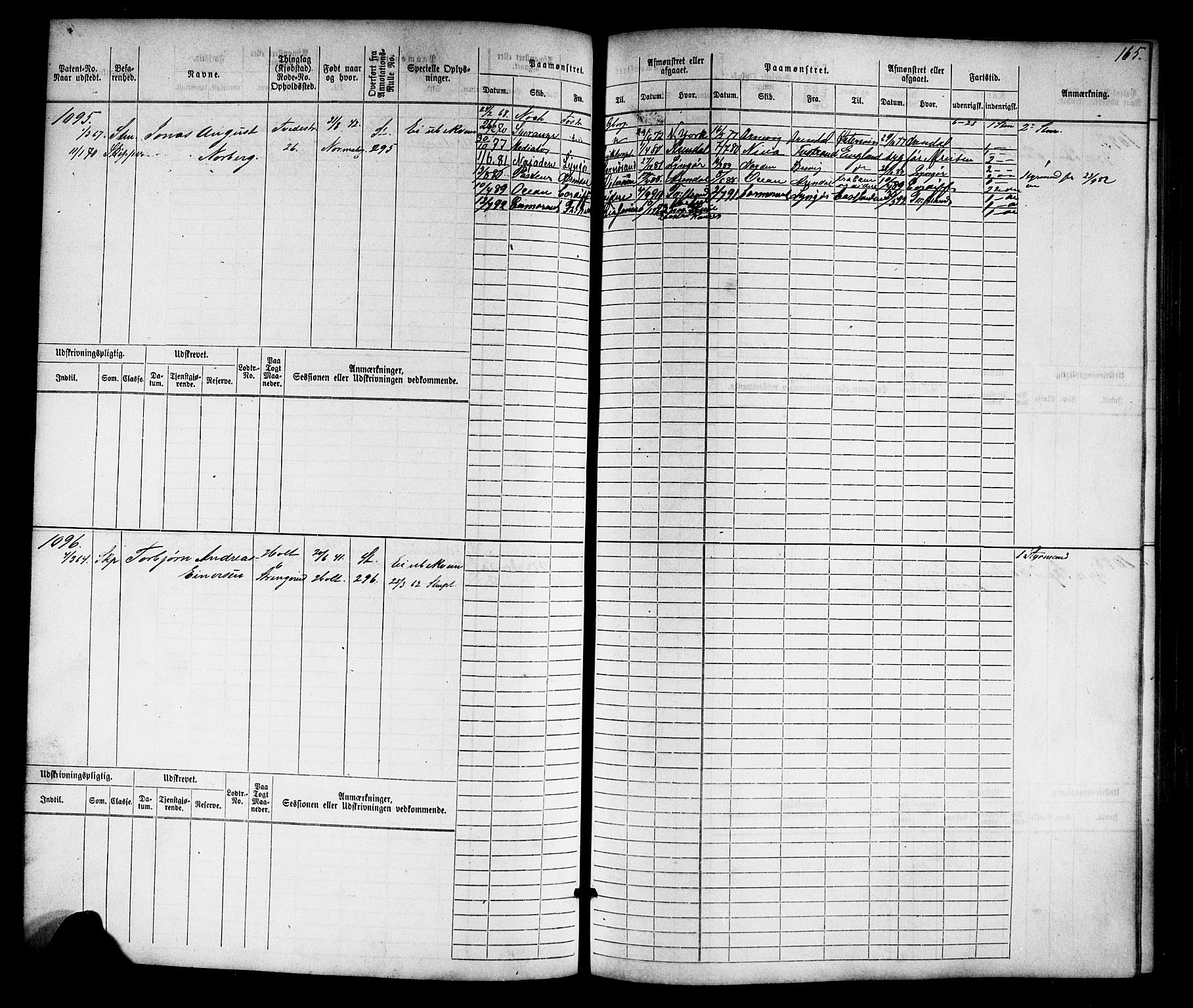 Tvedestrand mønstringskrets, AV/SAK-2031-0011/F/Fb/L0016: Hovedrulle nr 767-1532, U-32, 1869-1910, s. 167