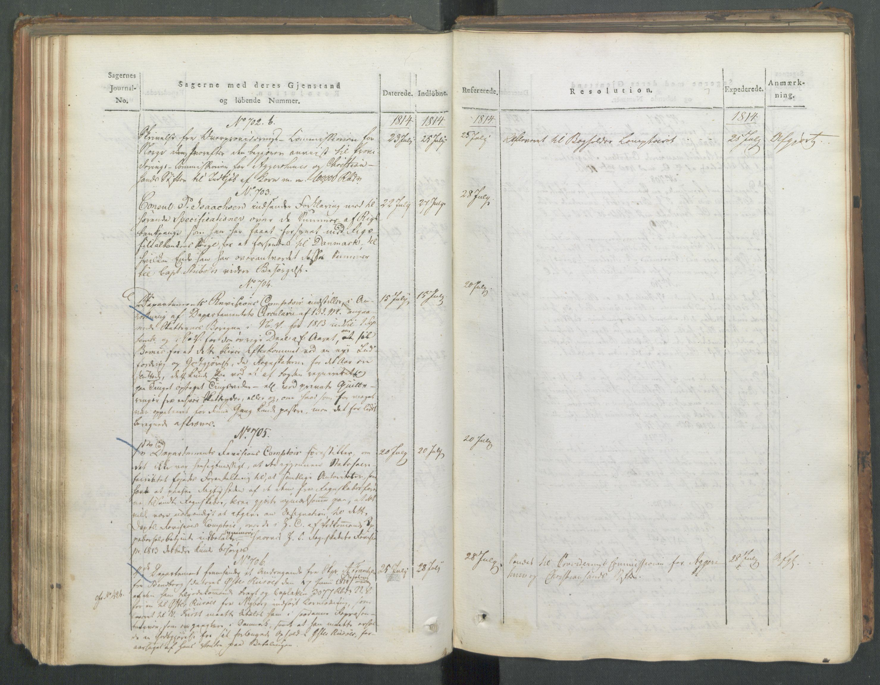 Departementene i 1814, RA/S-3899/Fa/L0008: 1. byrå - Journal B, 1814, s. 147