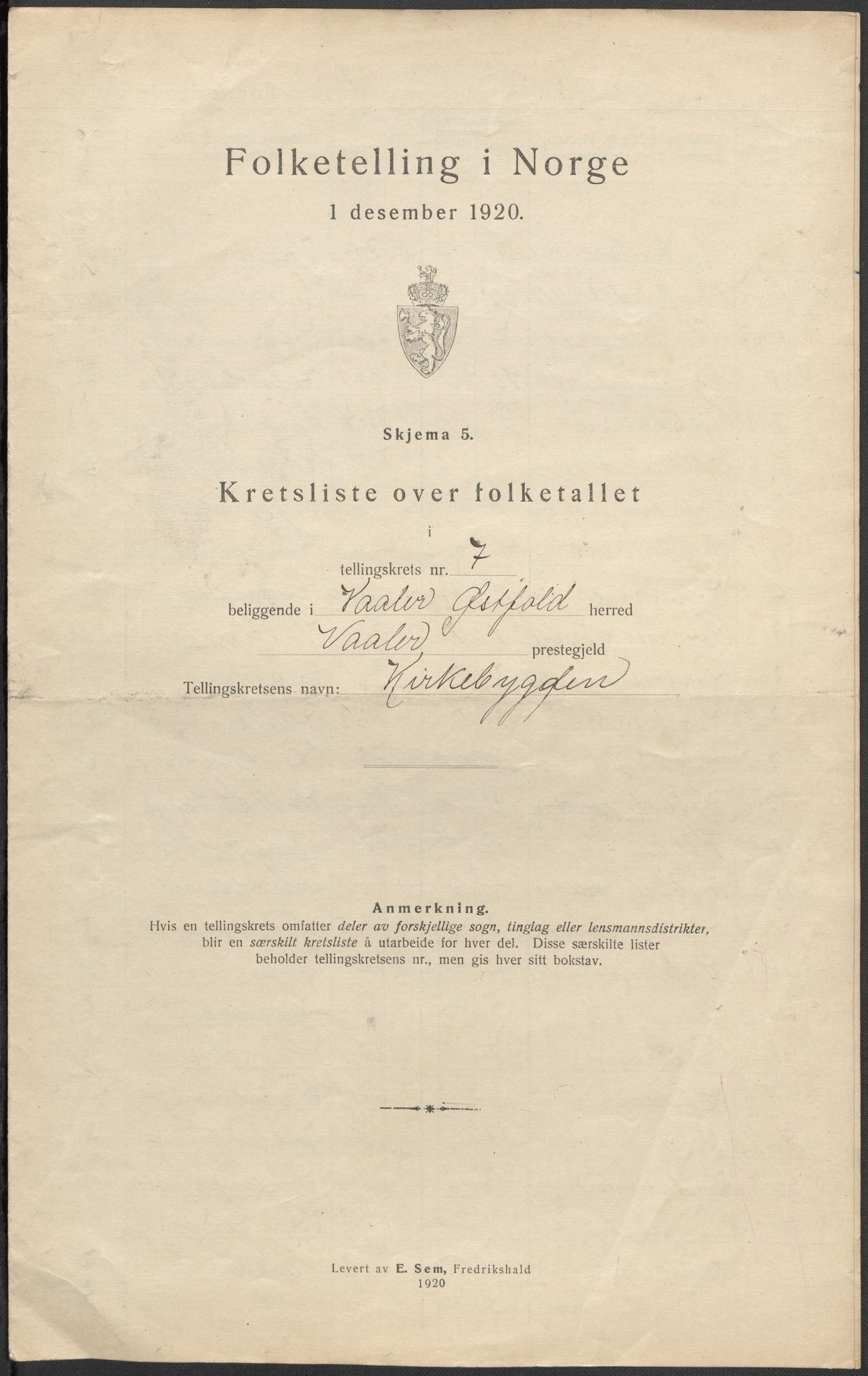 SAO, Folketelling 1920 for 0137 Våler herred, 1920, s. 32