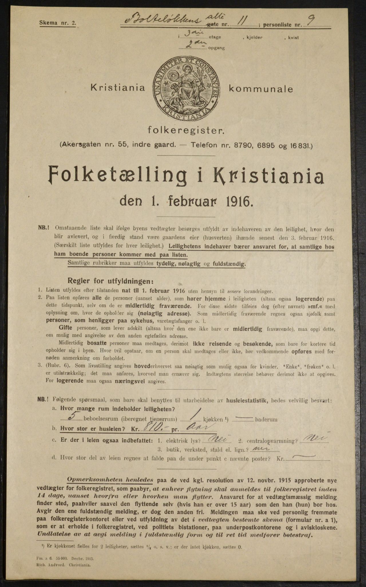 OBA, Kommunal folketelling 1.2.1916 for Kristiania, 1916, s. 7755