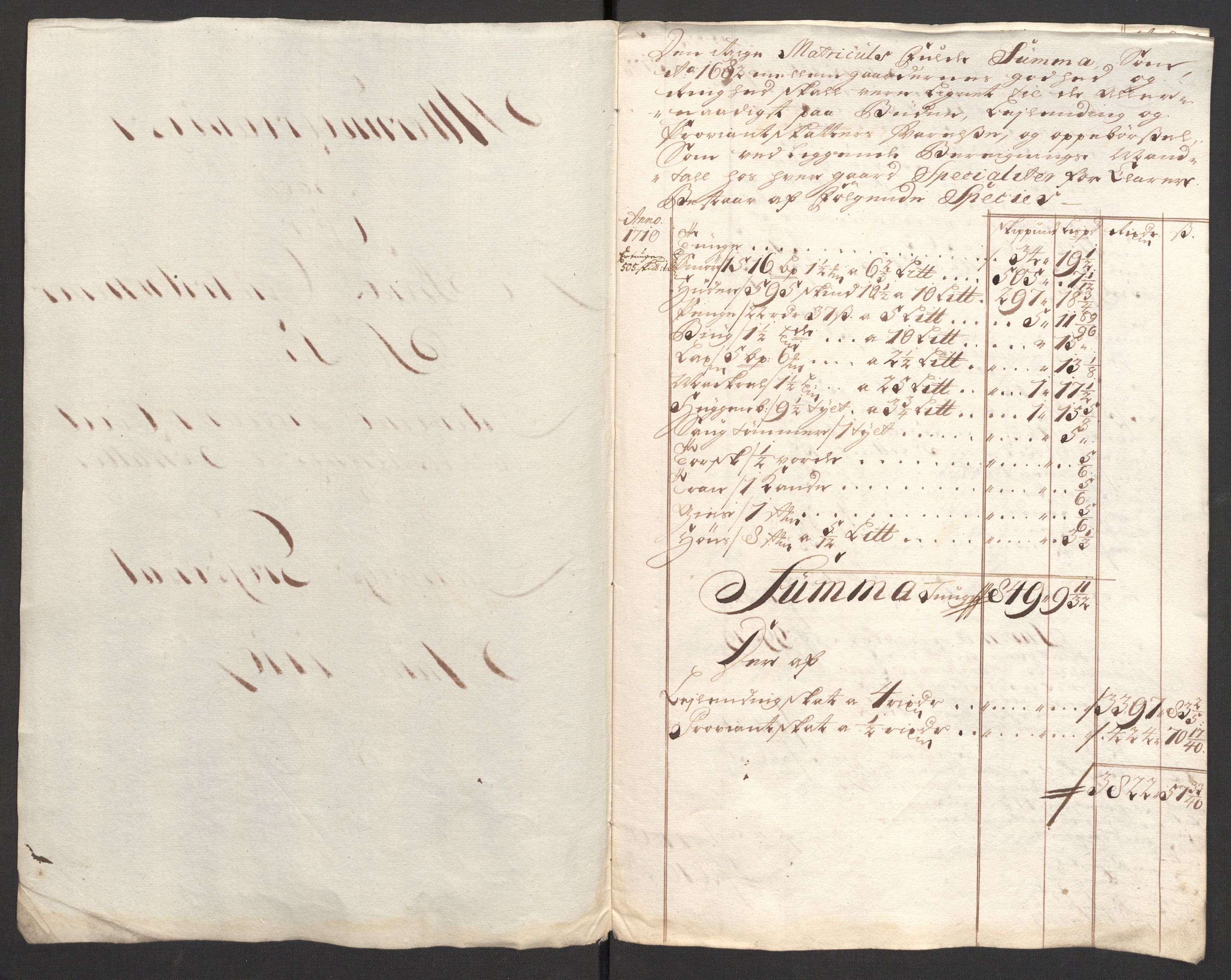 Rentekammeret inntil 1814, Reviderte regnskaper, Fogderegnskap, RA/EA-4092/R33/L1981: Fogderegnskap Larvik grevskap, 1709-1710, s. 383