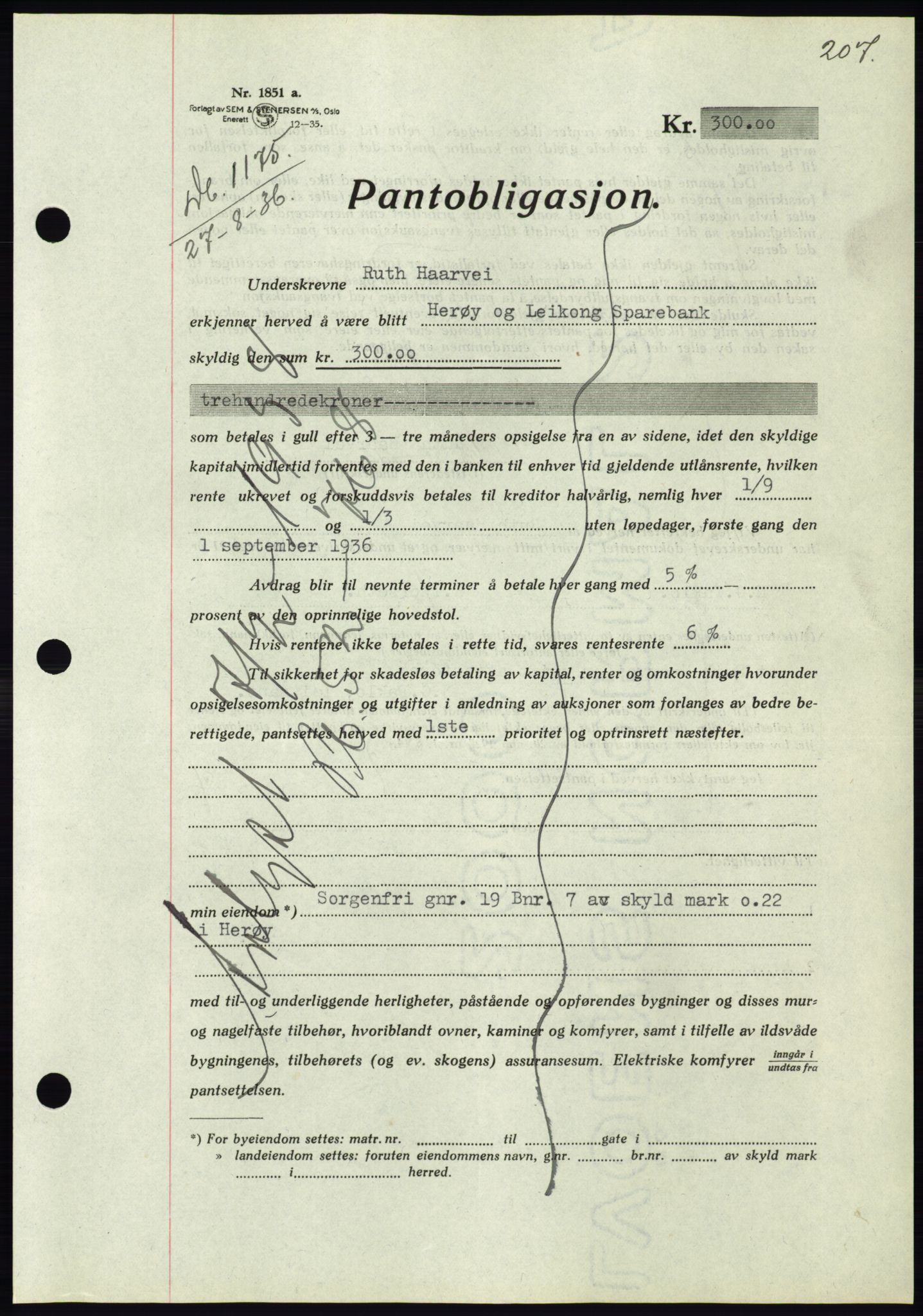 Søre Sunnmøre sorenskriveri, AV/SAT-A-4122/1/2/2C/L0061: Pantebok nr. 55, 1936-1936, Dagboknr: 1175/1936