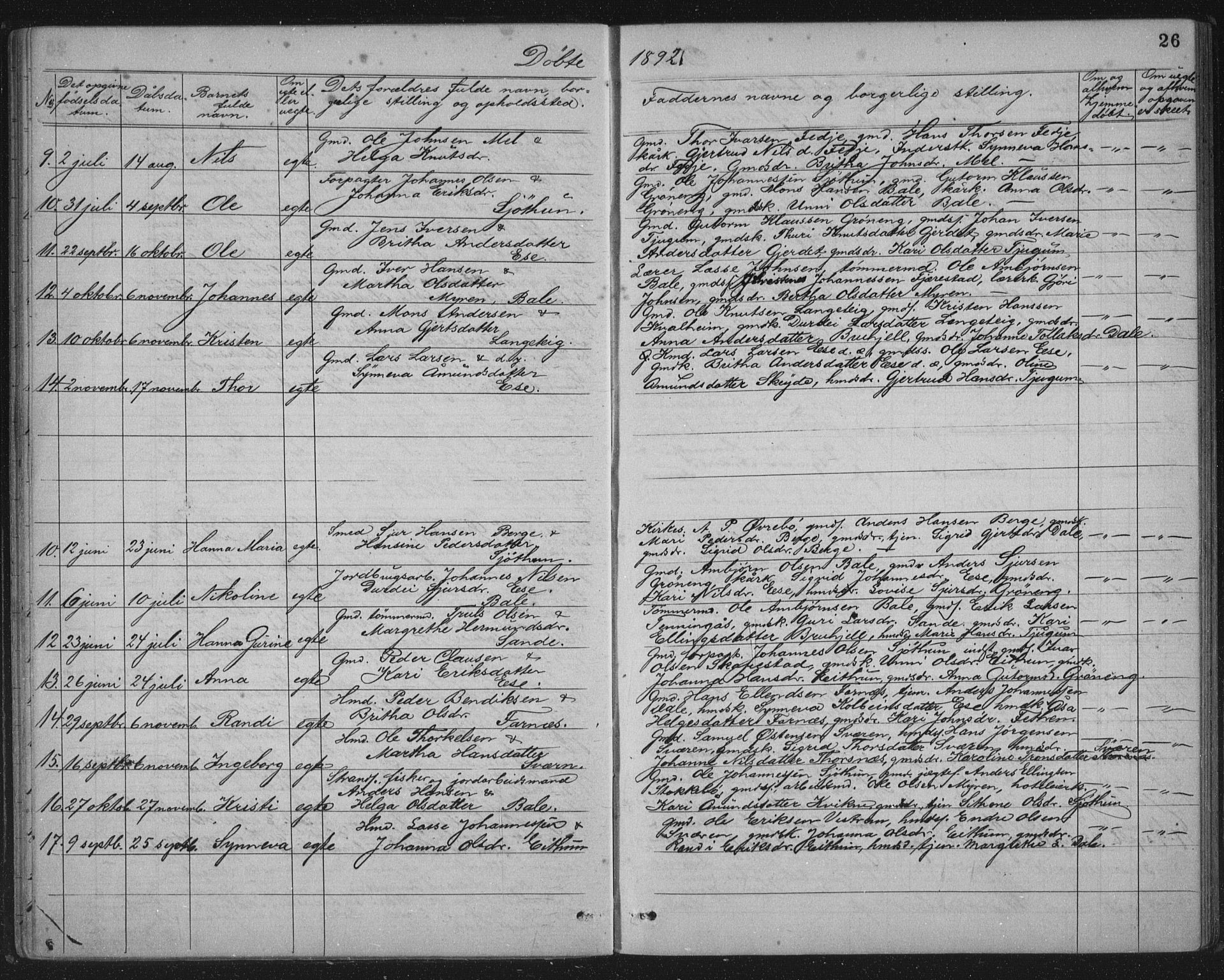 Balestrand sokneprestembete, AV/SAB-A-79601/H/Hab/Haba/L0002: Klokkerbok nr. A 2, 1880-1919, s. 26