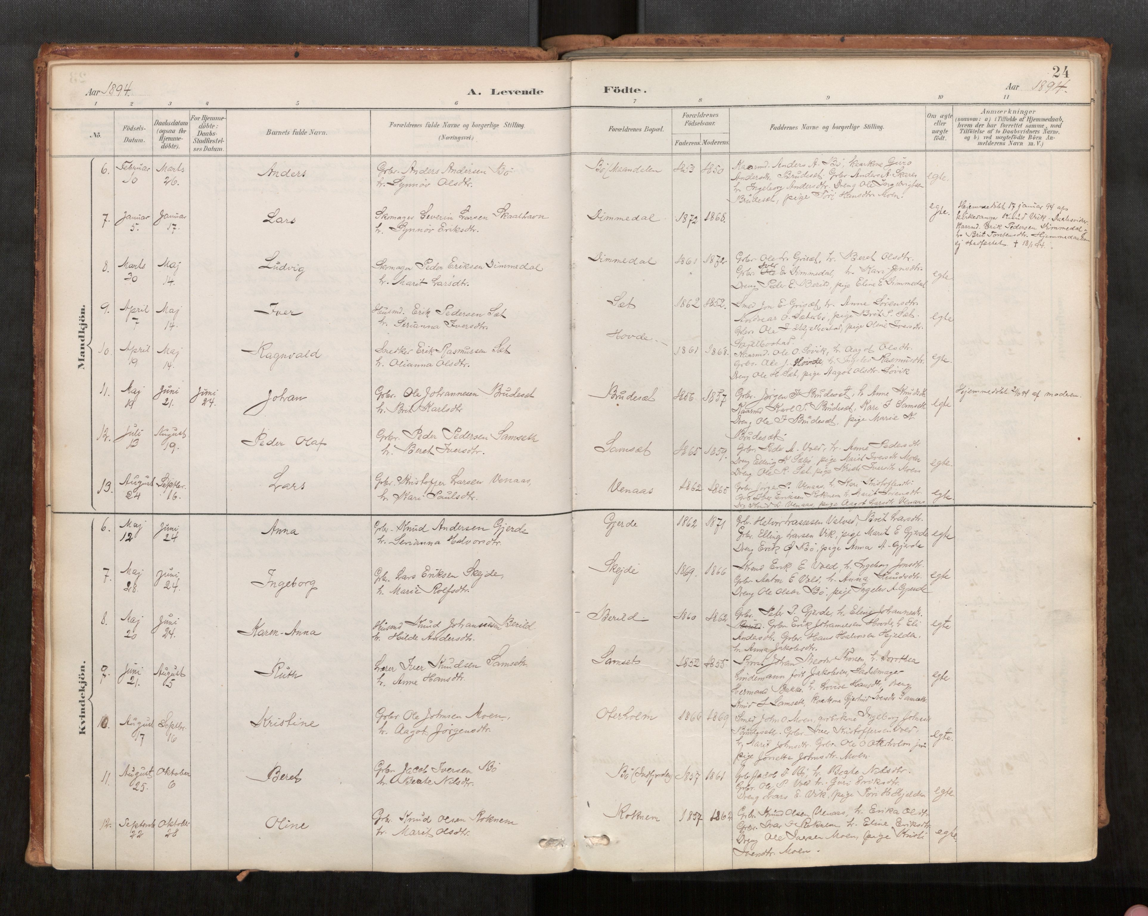 Ministerialprotokoller, klokkerbøker og fødselsregistre - Møre og Romsdal, AV/SAT-A-1454/543/L0568: Ministerialbok nr. 543A03, 1885-1915, s. 24