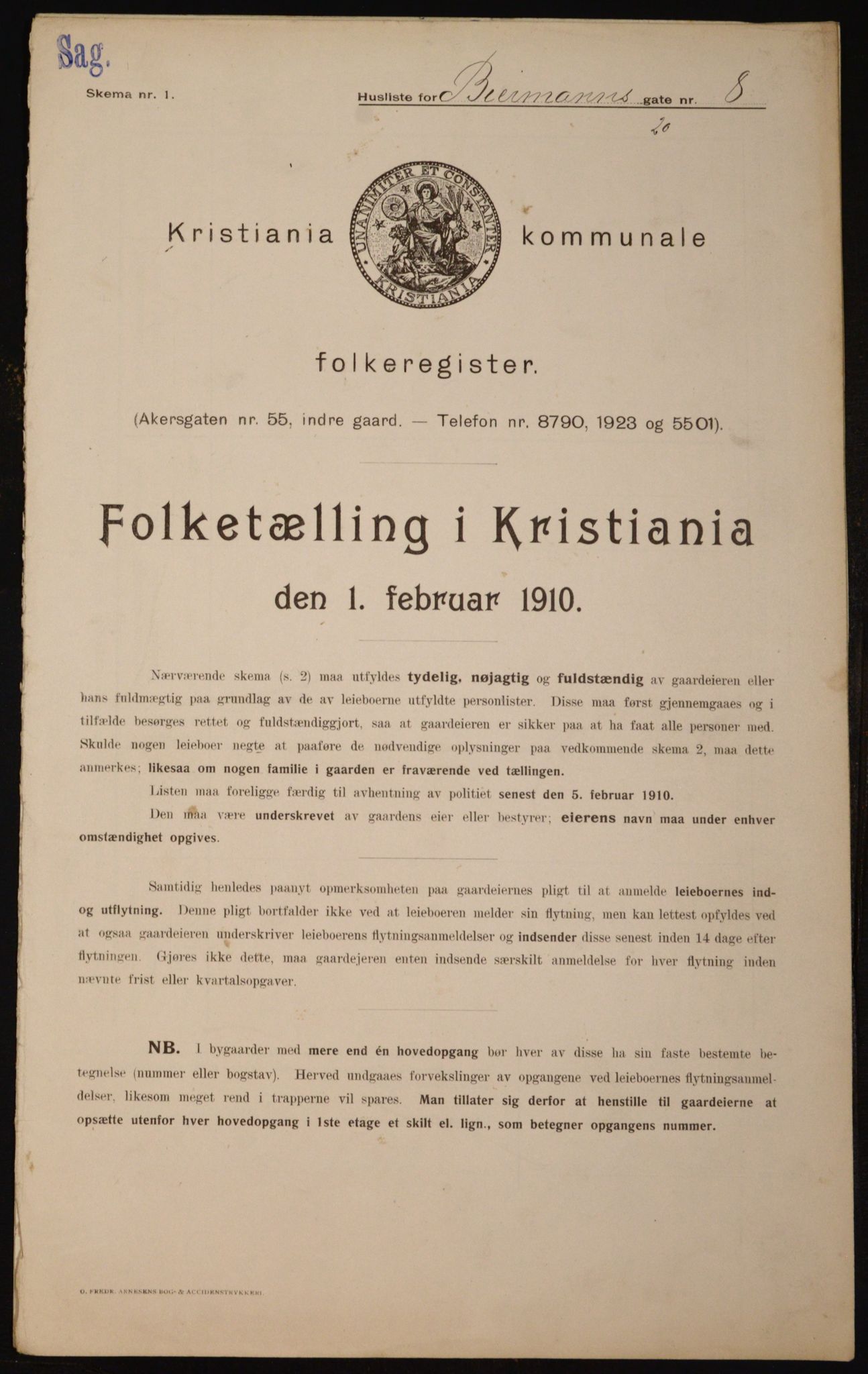 OBA, Kommunal folketelling 1.2.1910 for Kristiania, 1910, s. 4615