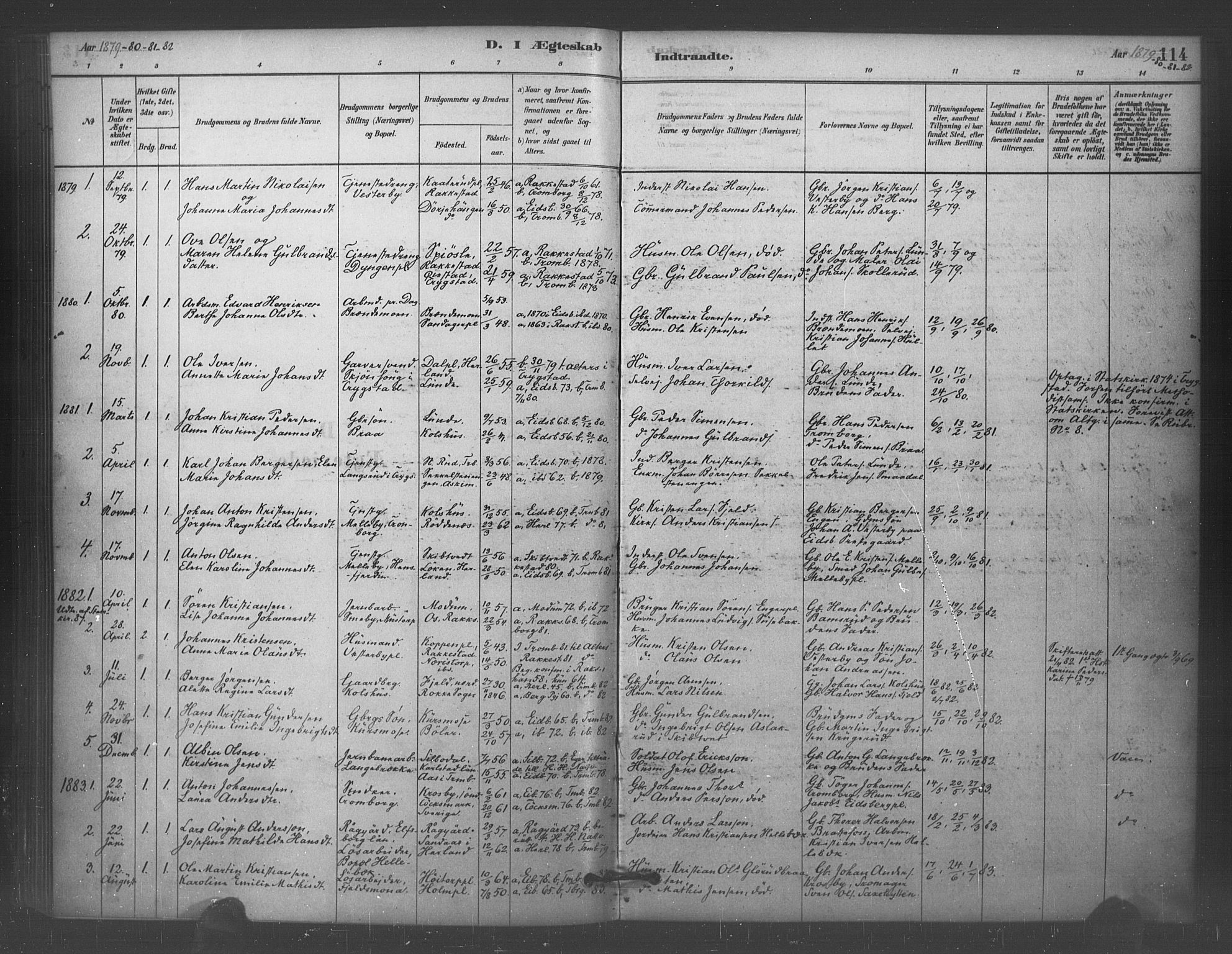 Eidsberg prestekontor Kirkebøker, SAO/A-10905/F/Fc/L0001: Ministerialbok nr. III 1, 1879-1905, s. 114