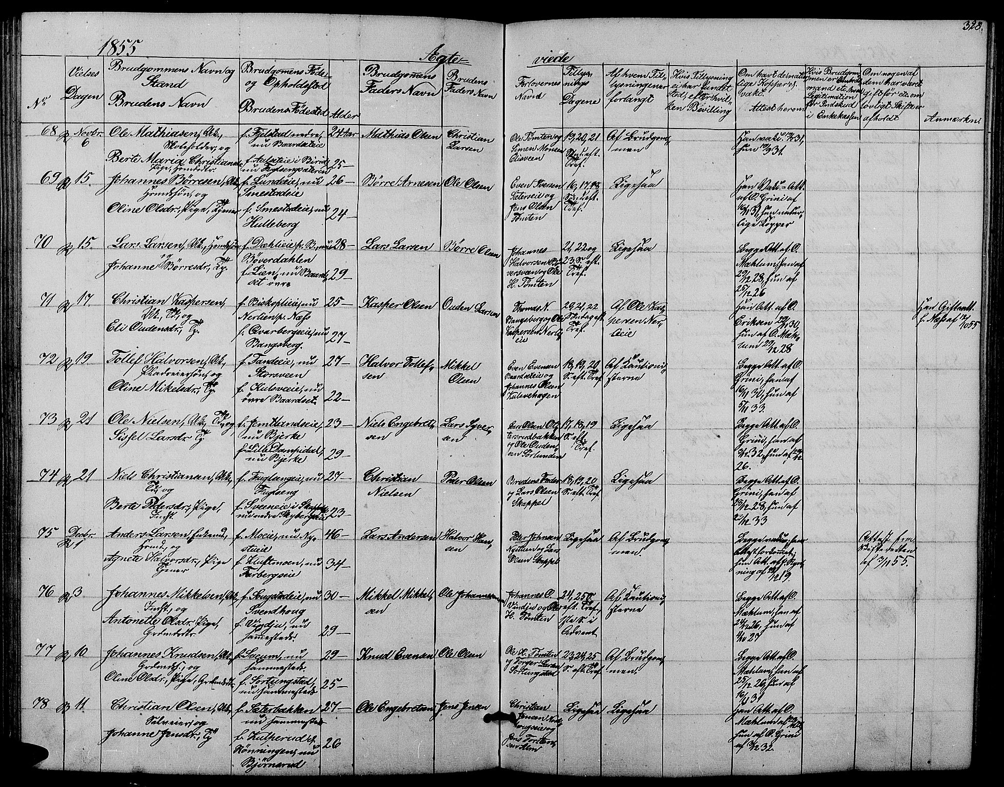 Ringsaker prestekontor, AV/SAH-PREST-014/L/La/L0006: Klokkerbok nr. 6, 1851-1860, s. 328
