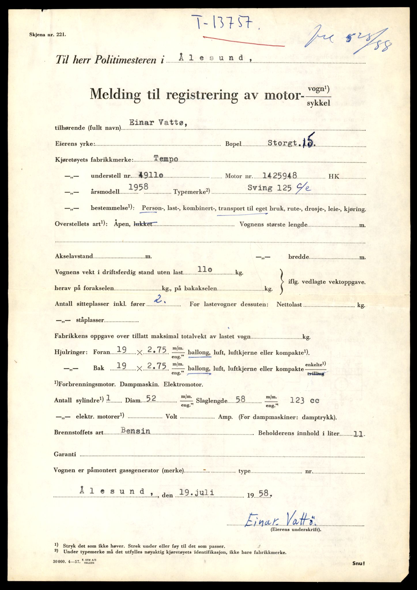 Møre og Romsdal vegkontor - Ålesund trafikkstasjon, AV/SAT-A-4099/F/Fe/L0041: Registreringskort for kjøretøy T 13710 - T 13905, 1927-1998, s. 847