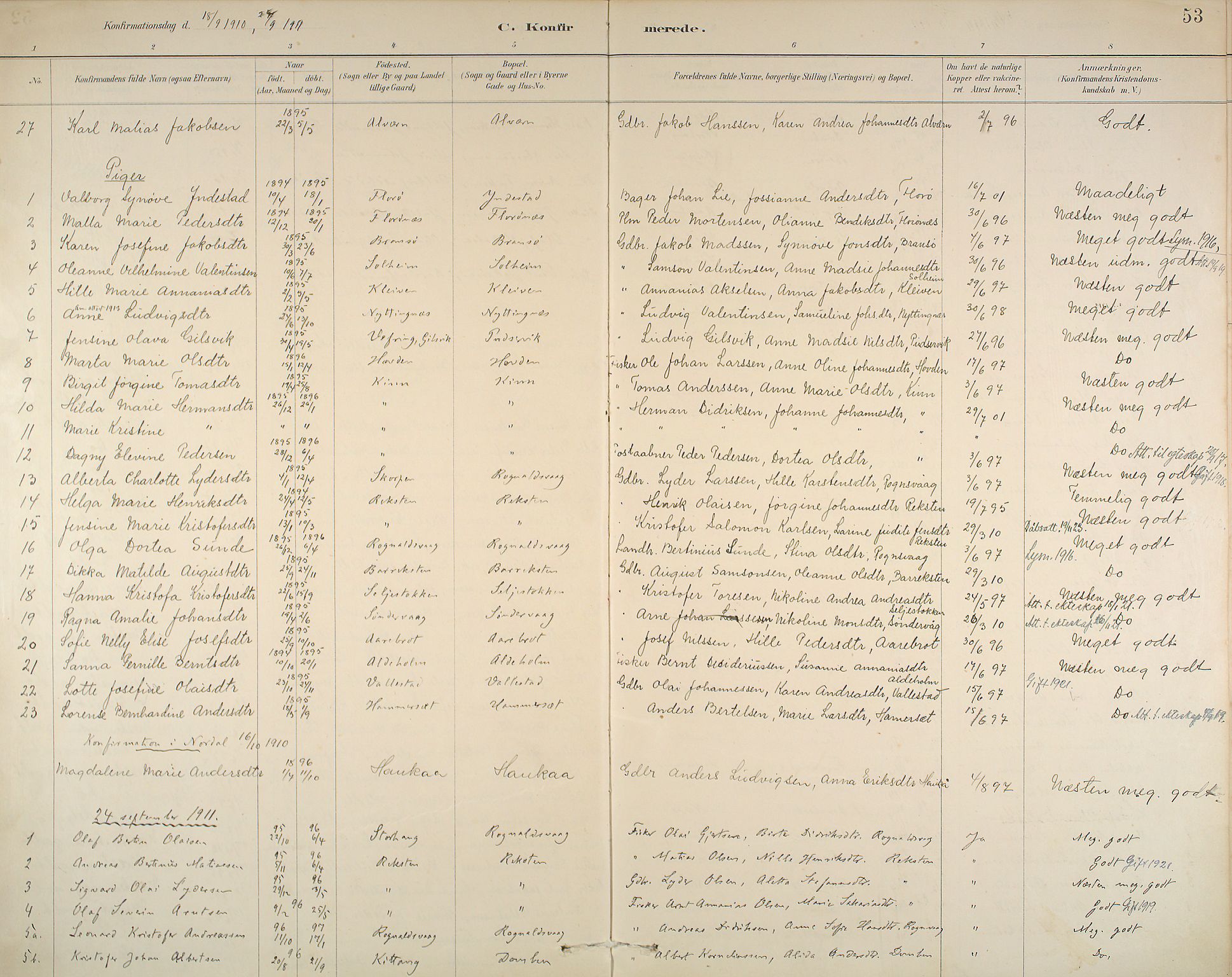 Kinn sokneprestembete, AV/SAB-A-80801/H/Haa/Haab/L0006: Ministerialbok nr. B 6, 1883-1925, s. 53