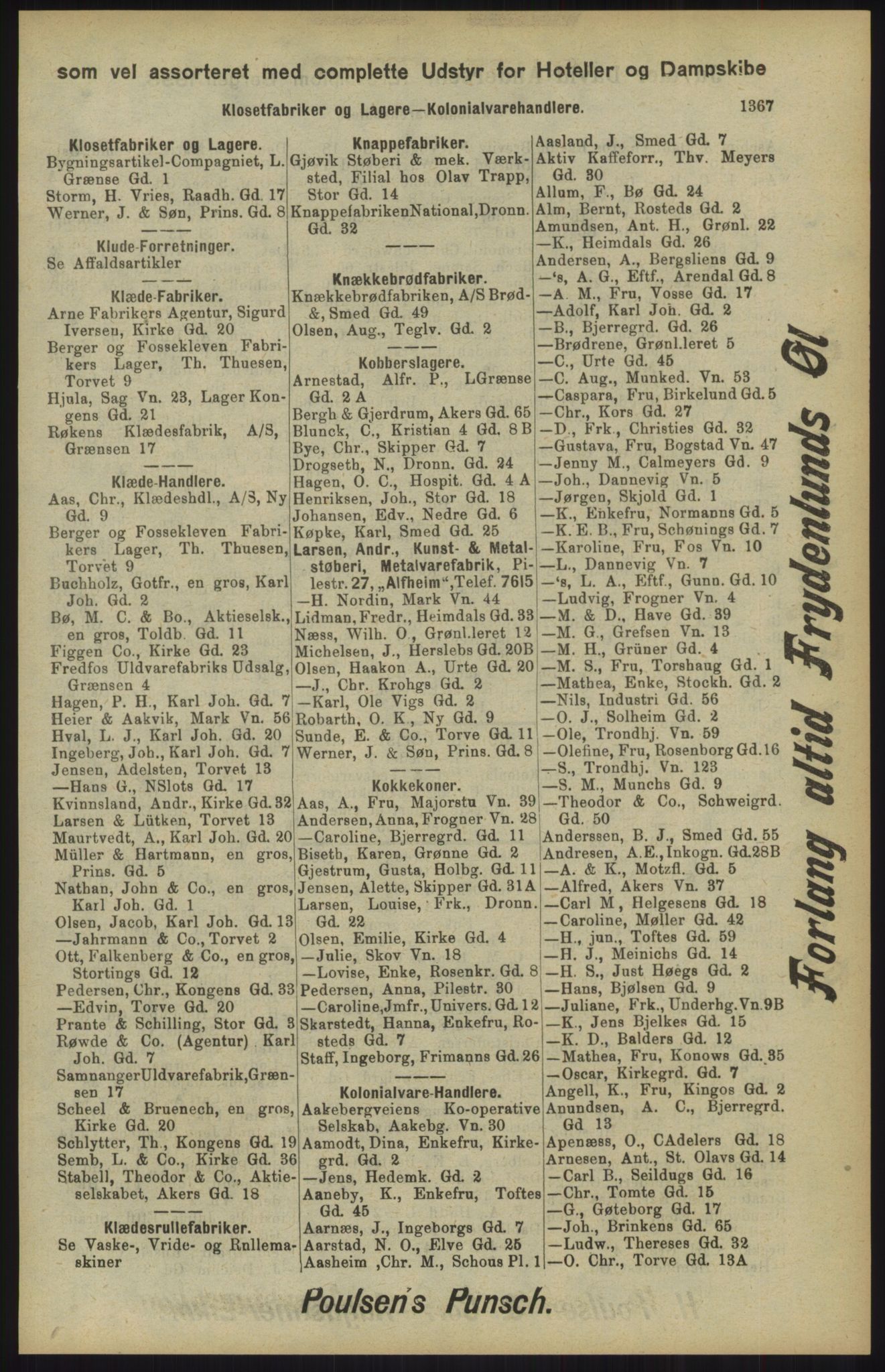 Kristiania/Oslo adressebok, PUBL/-, 1904, s. 1367