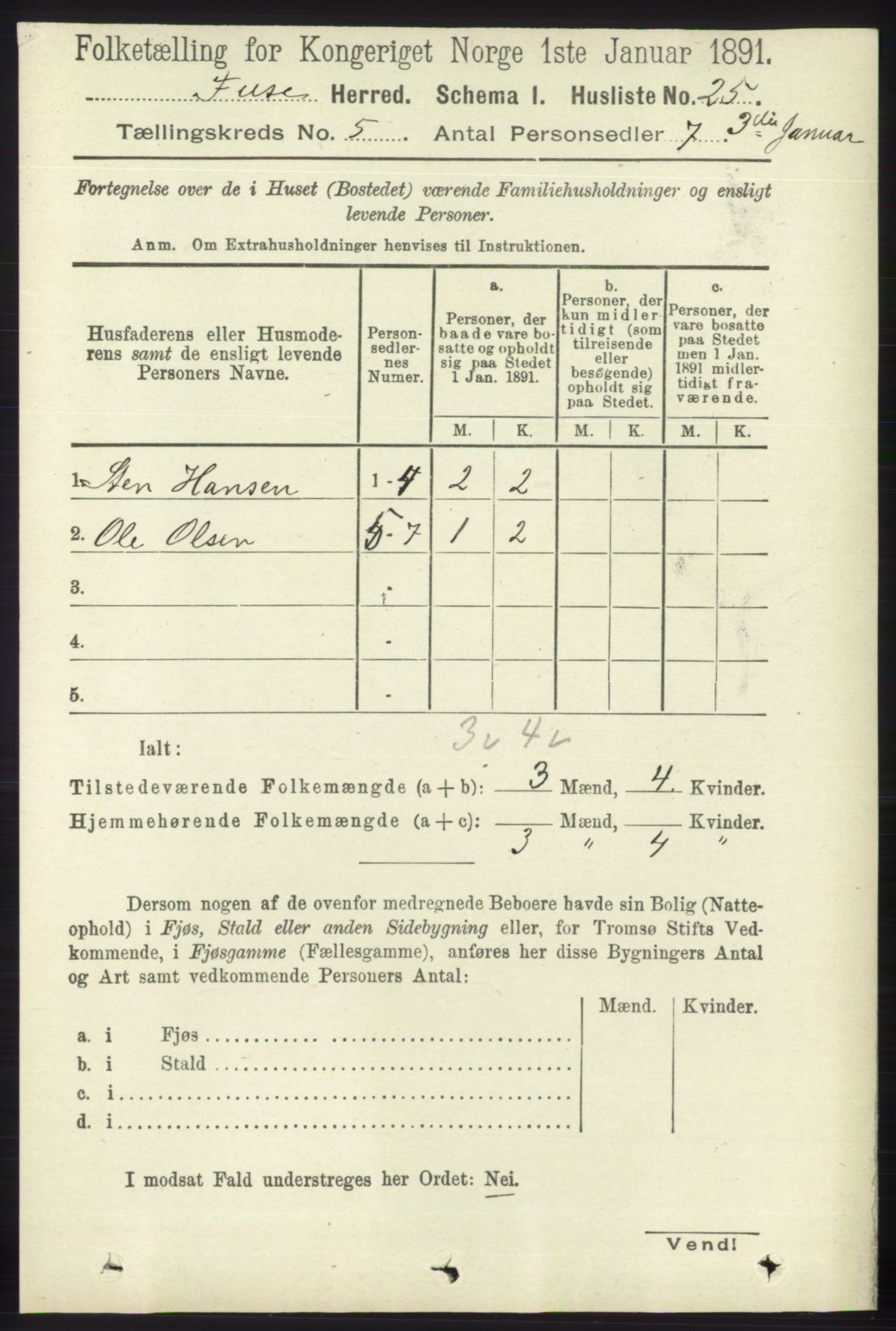 RA, Folketelling 1891 for 1241 Fusa herred, 1891, s. 884