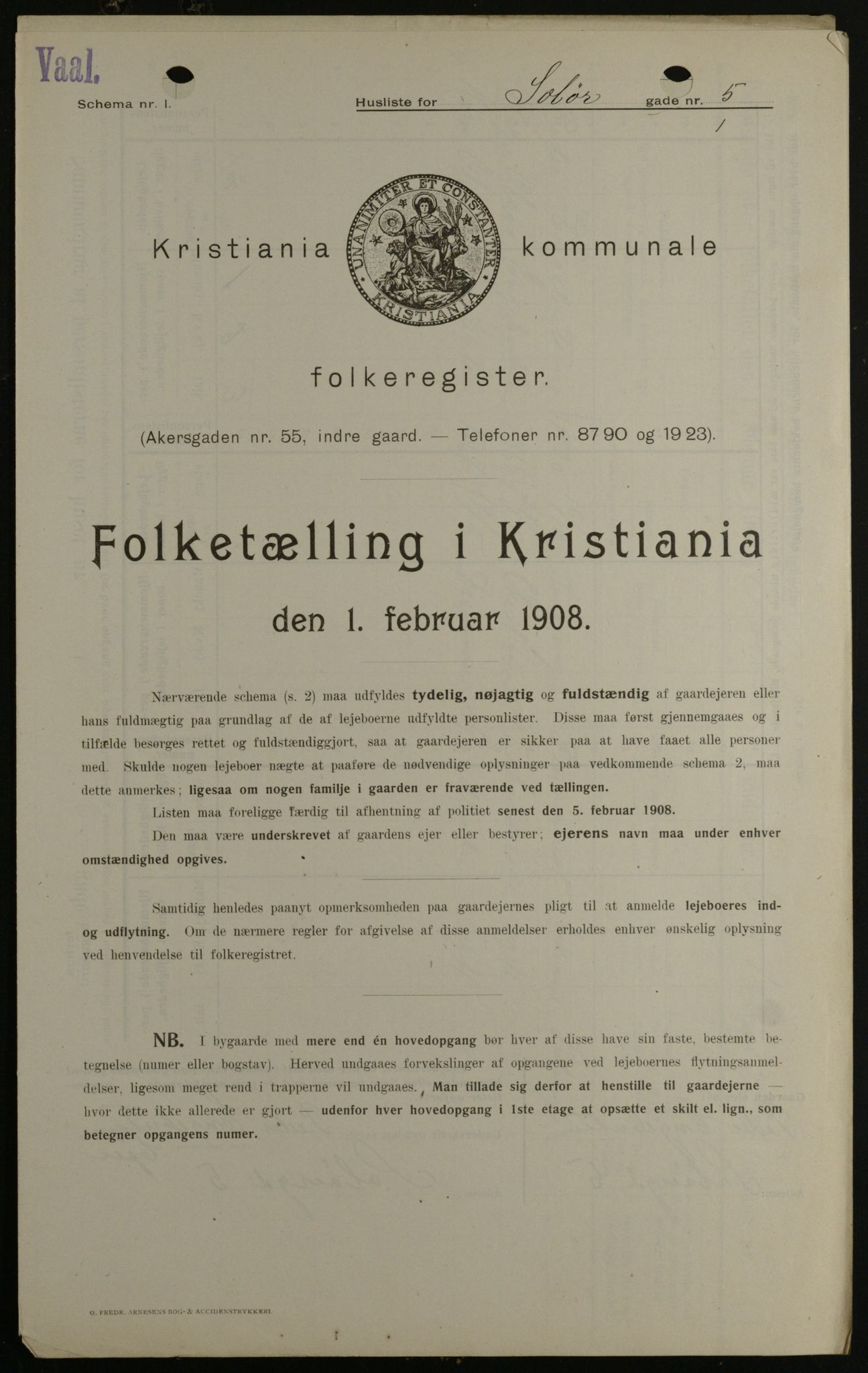 OBA, Kommunal folketelling 1.2.1908 for Kristiania kjøpstad, 1908, s. 89845