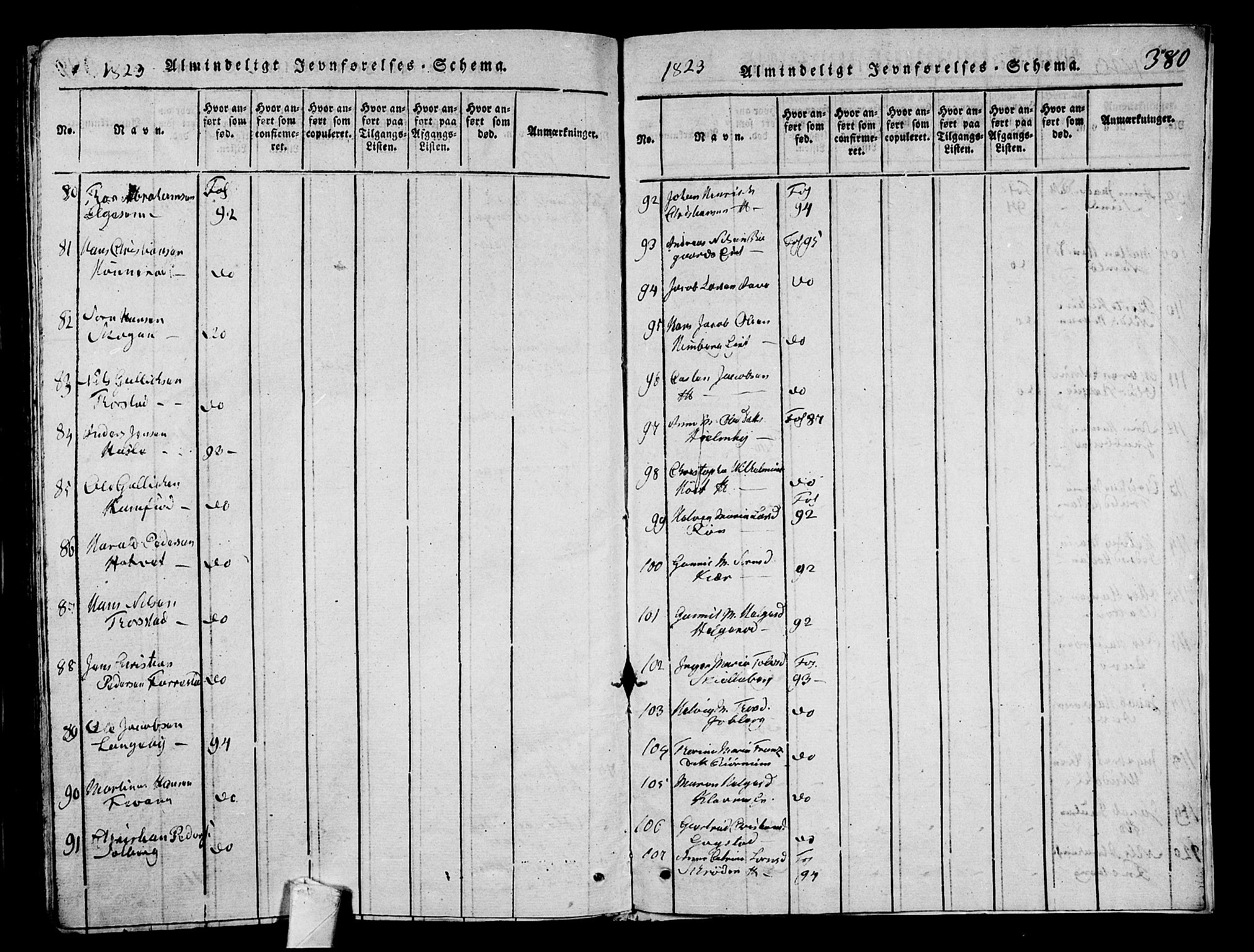 Sandar kirkebøker, AV/SAKO-A-243/G/Ga/L0001: Klokkerbok nr. 1, 1814-1835, s. 380