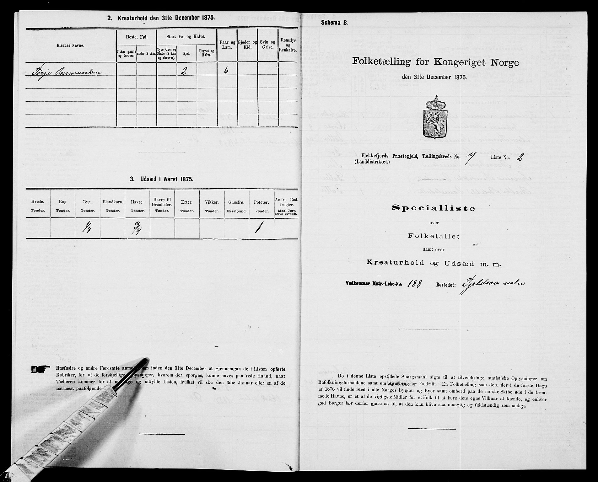 SAK, Folketelling 1875 for 1042L Flekkefjord prestegjeld, Nes sokn og Hidra sokn, 1875, s. 865