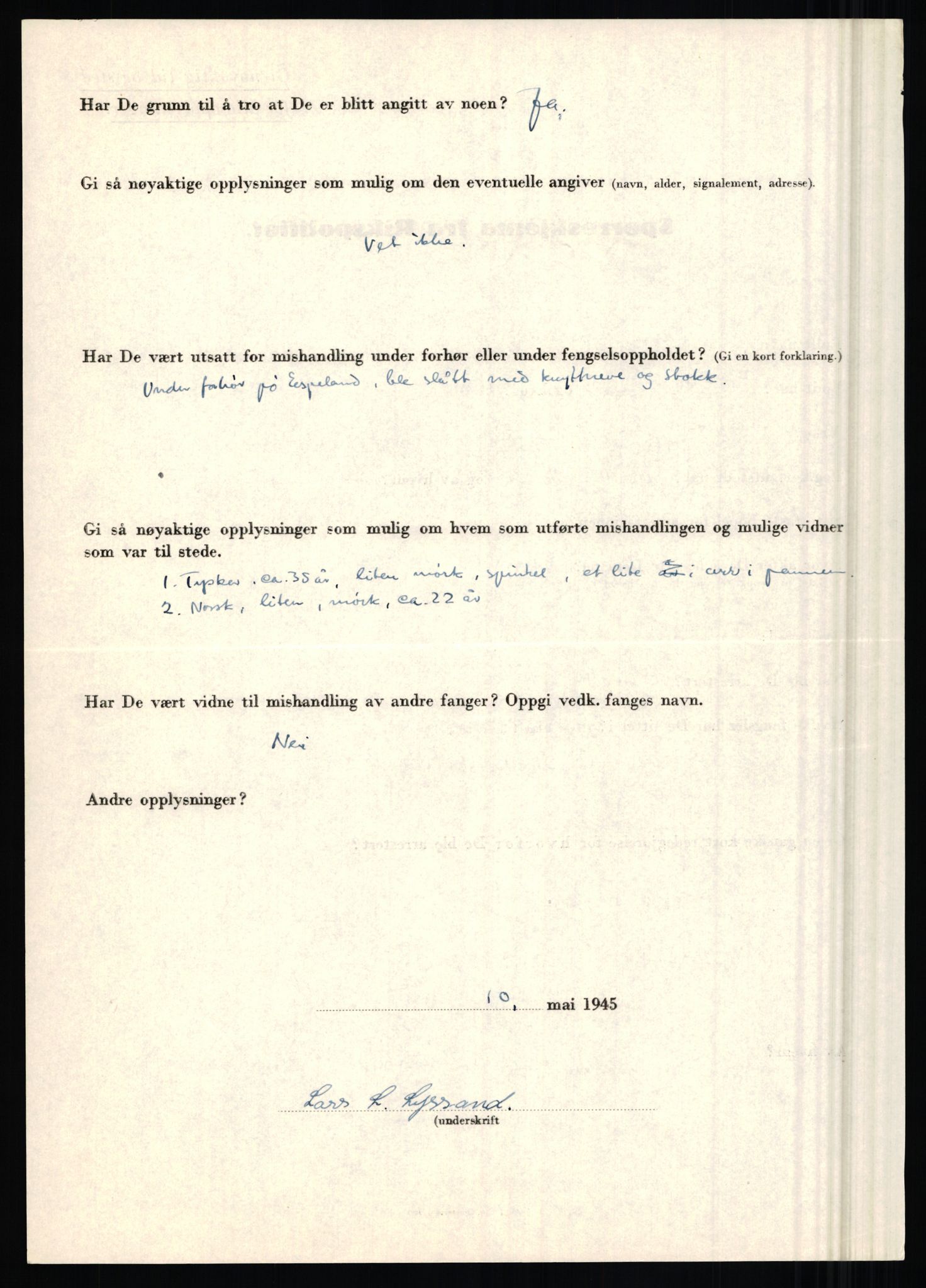 Rikspolitisjefen, AV/RA-S-1560/L/L0011: Lucassen, Oscar Fredrik - Moen, Olav, 1940-1945, s. 226