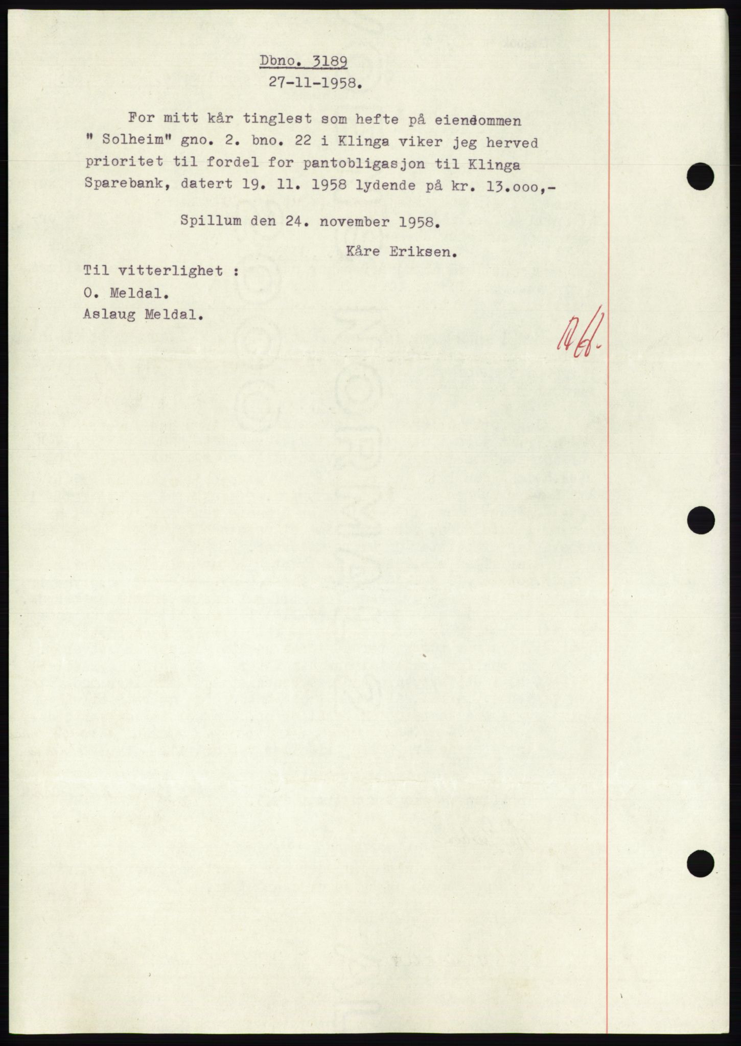 Namdal sorenskriveri, SAT/A-4133/1/2/2C: Pantebok nr. -, 1944-1945, Dagboknr: 3189/1945