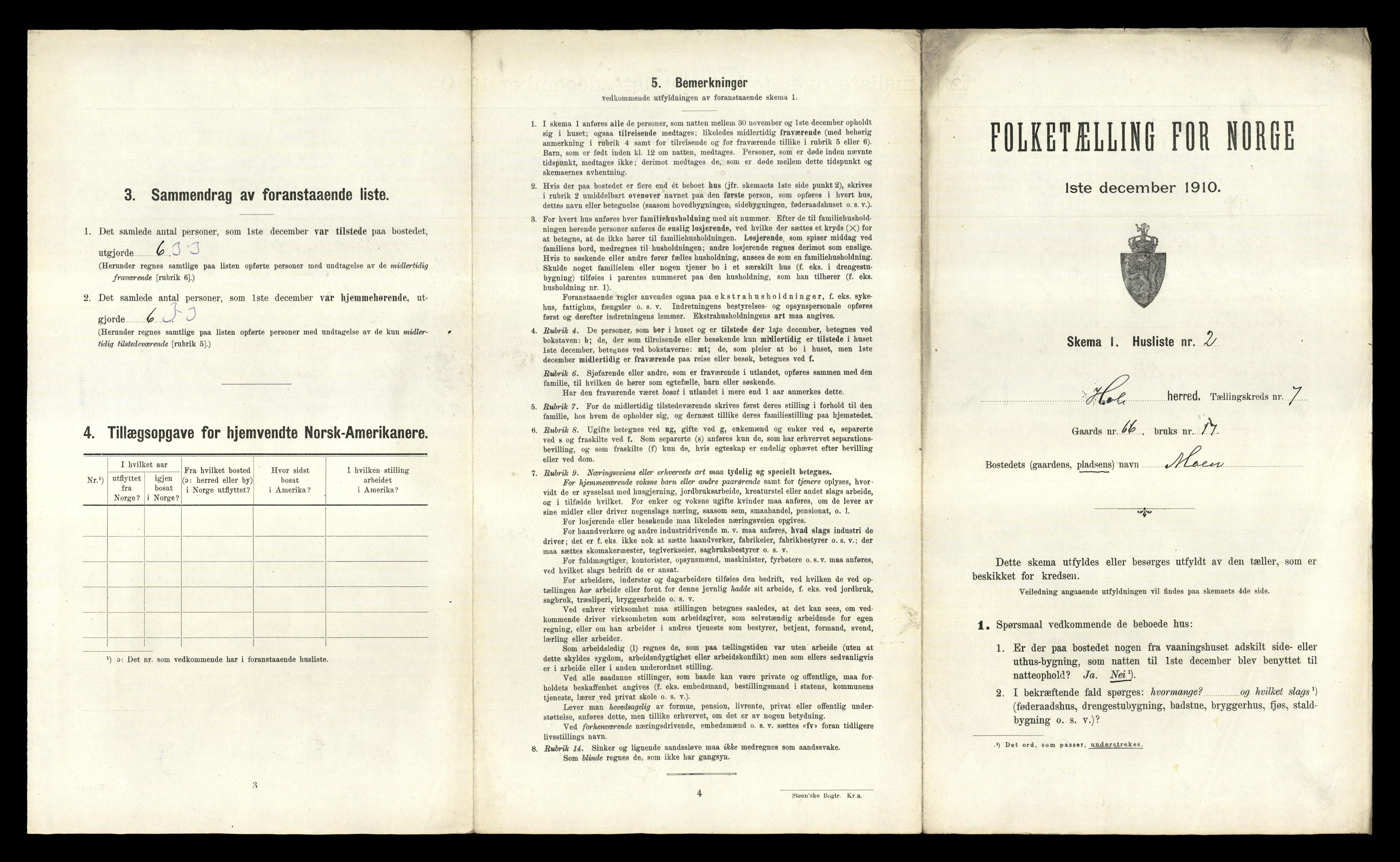 RA, Folketelling 1910 for 0612 Hole herred, 1910, s. 888