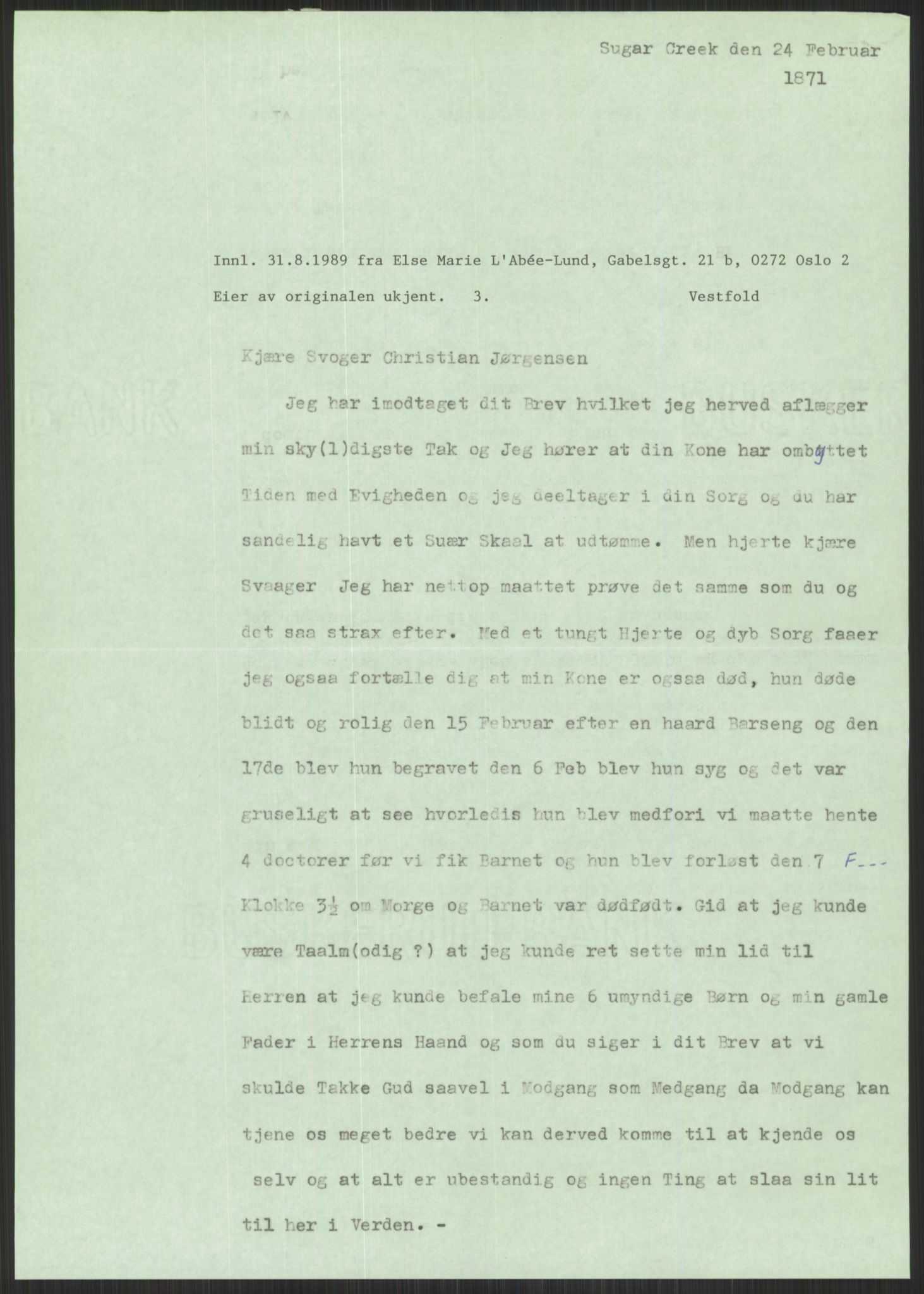 Samlinger til kildeutgivelse, Amerikabrevene, AV/RA-EA-4057/F/L0022: Innlån fra Vestfold. Innlån fra Telemark: Bratås - Duus, 1838-1914, s. 29