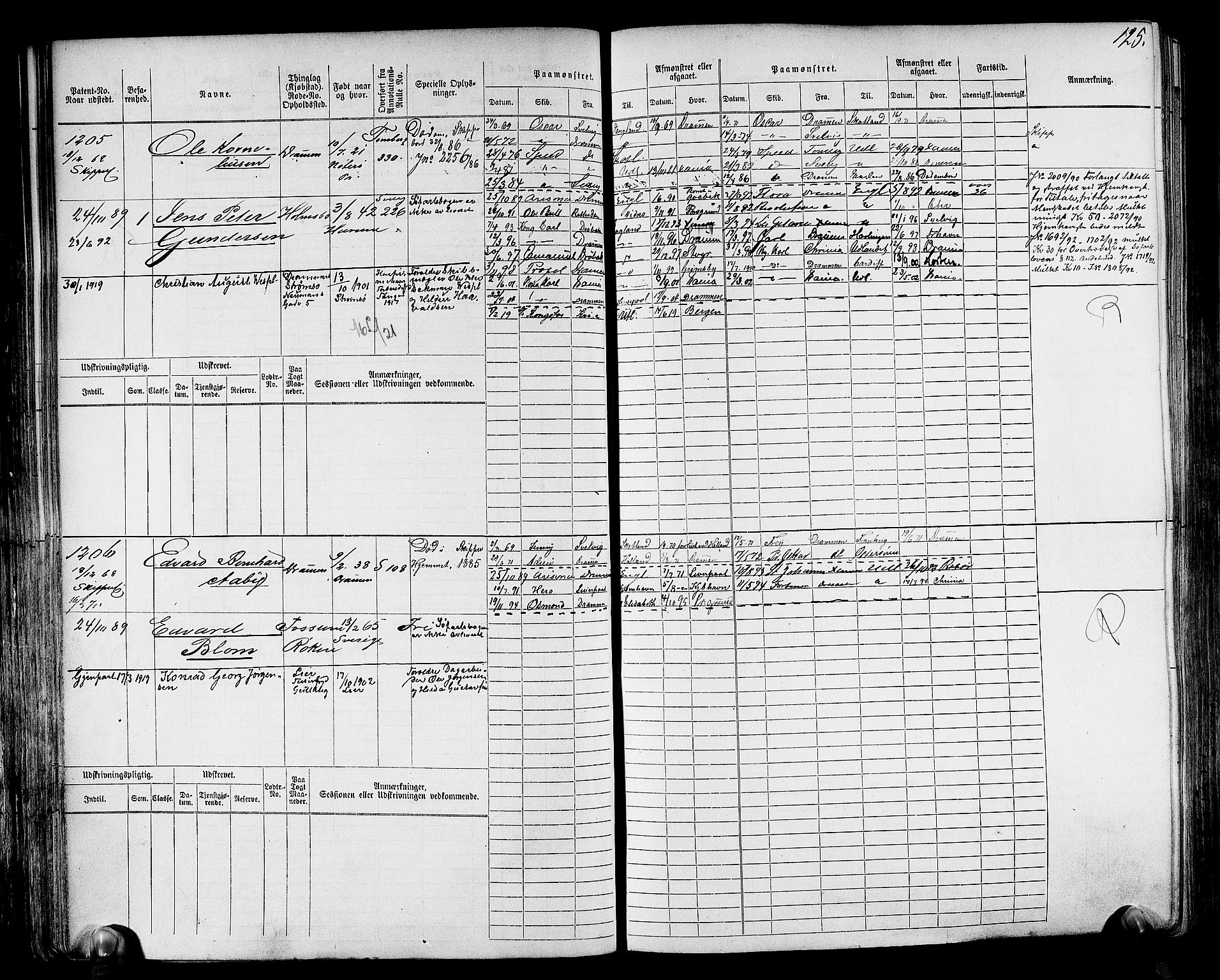 Drammen innrulleringsdistrikt, AV/SAKO-A-781/F/Fc/L0002: Hovedrulle, 1869, s. 128