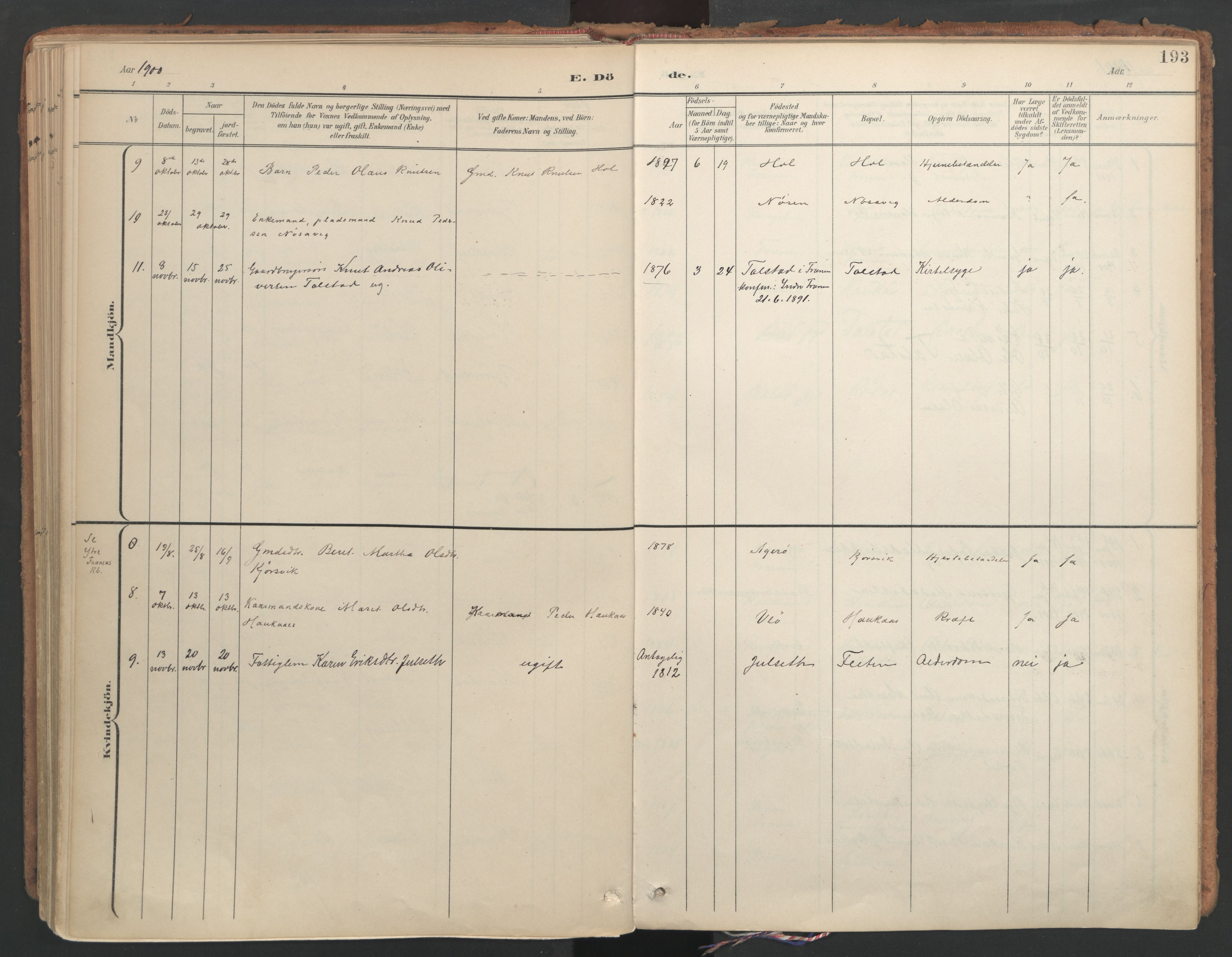 Ministerialprotokoller, klokkerbøker og fødselsregistre - Møre og Romsdal, AV/SAT-A-1454/564/L0741: Ministerialbok nr. 564A02, 1900-1976, s. 193