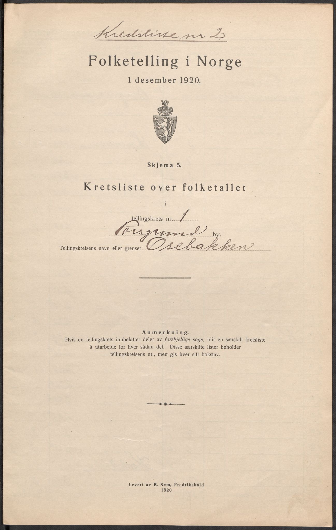 SAKO, Folketelling 1920 for 0805 Porsgrunn kjøpstad, 1920, s. 6