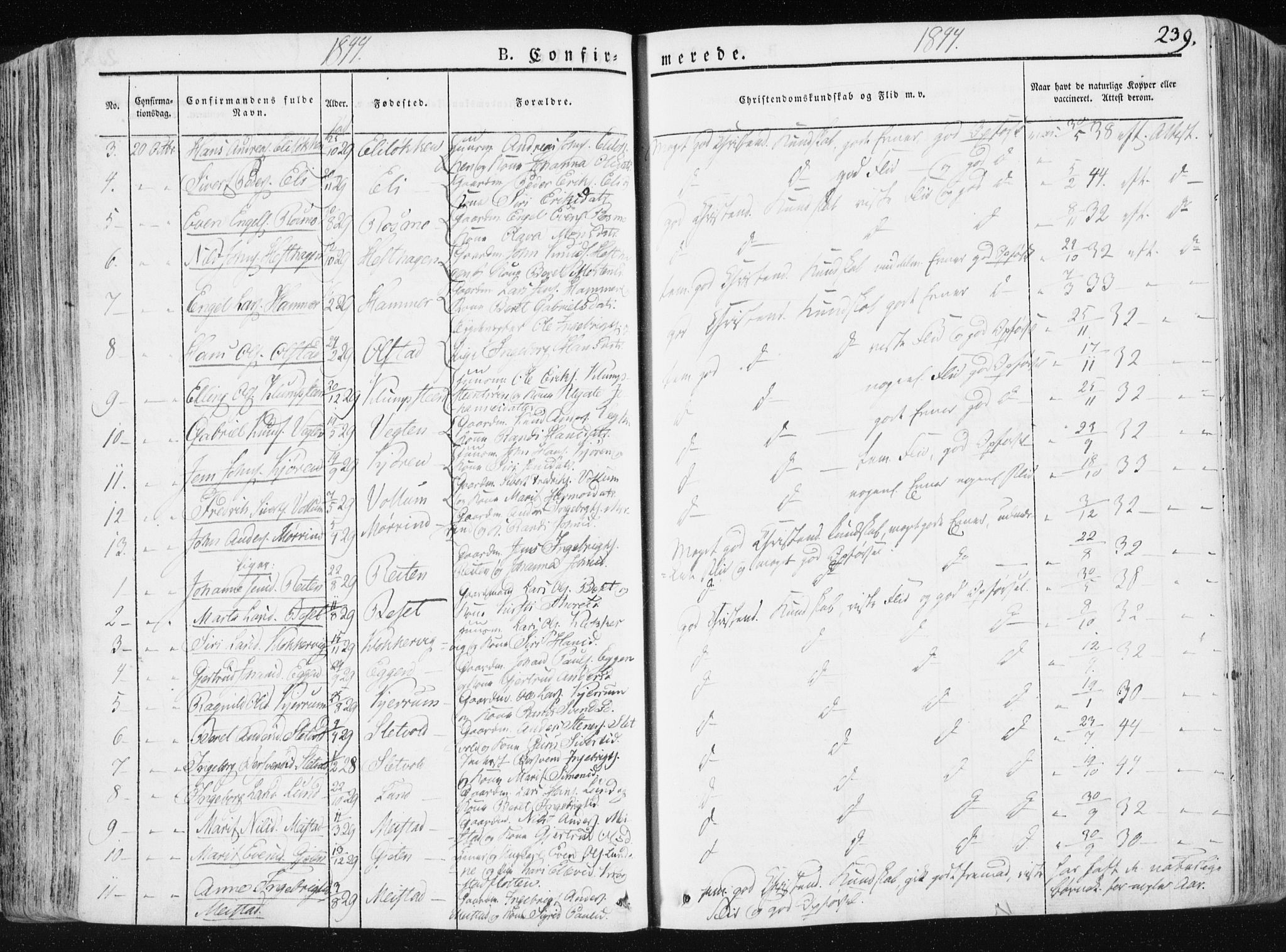 Ministerialprotokoller, klokkerbøker og fødselsregistre - Sør-Trøndelag, SAT/A-1456/665/L0771: Ministerialbok nr. 665A06, 1830-1856, s. 239