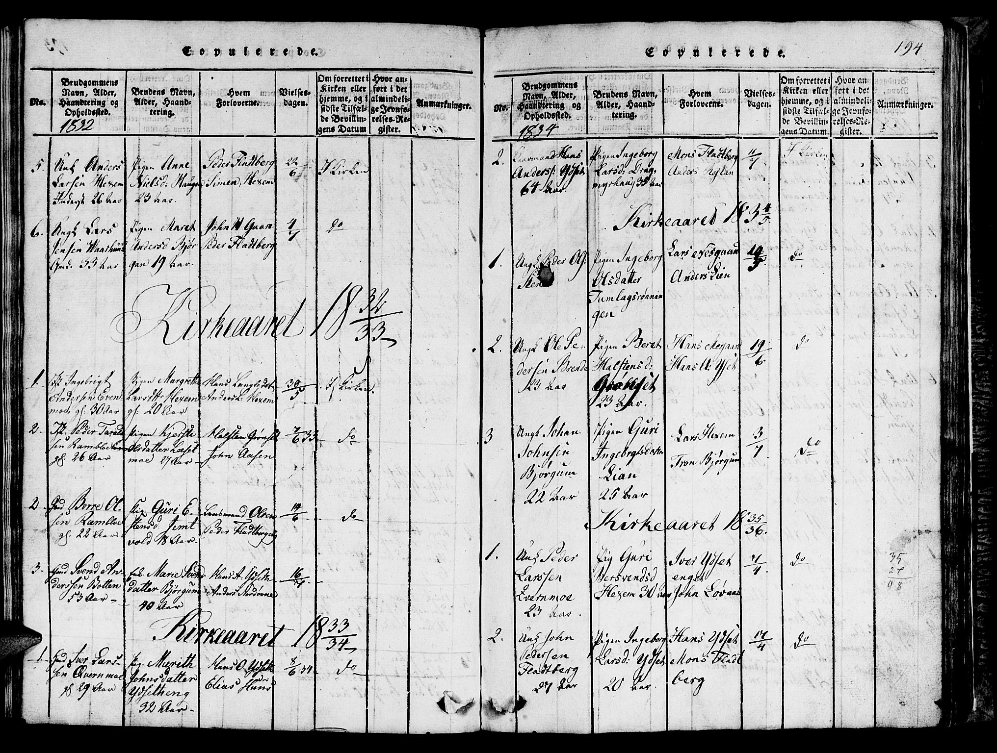 Ministerialprotokoller, klokkerbøker og fødselsregistre - Sør-Trøndelag, AV/SAT-A-1456/685/L0976: Klokkerbok nr. 685C01, 1817-1878, s. 194